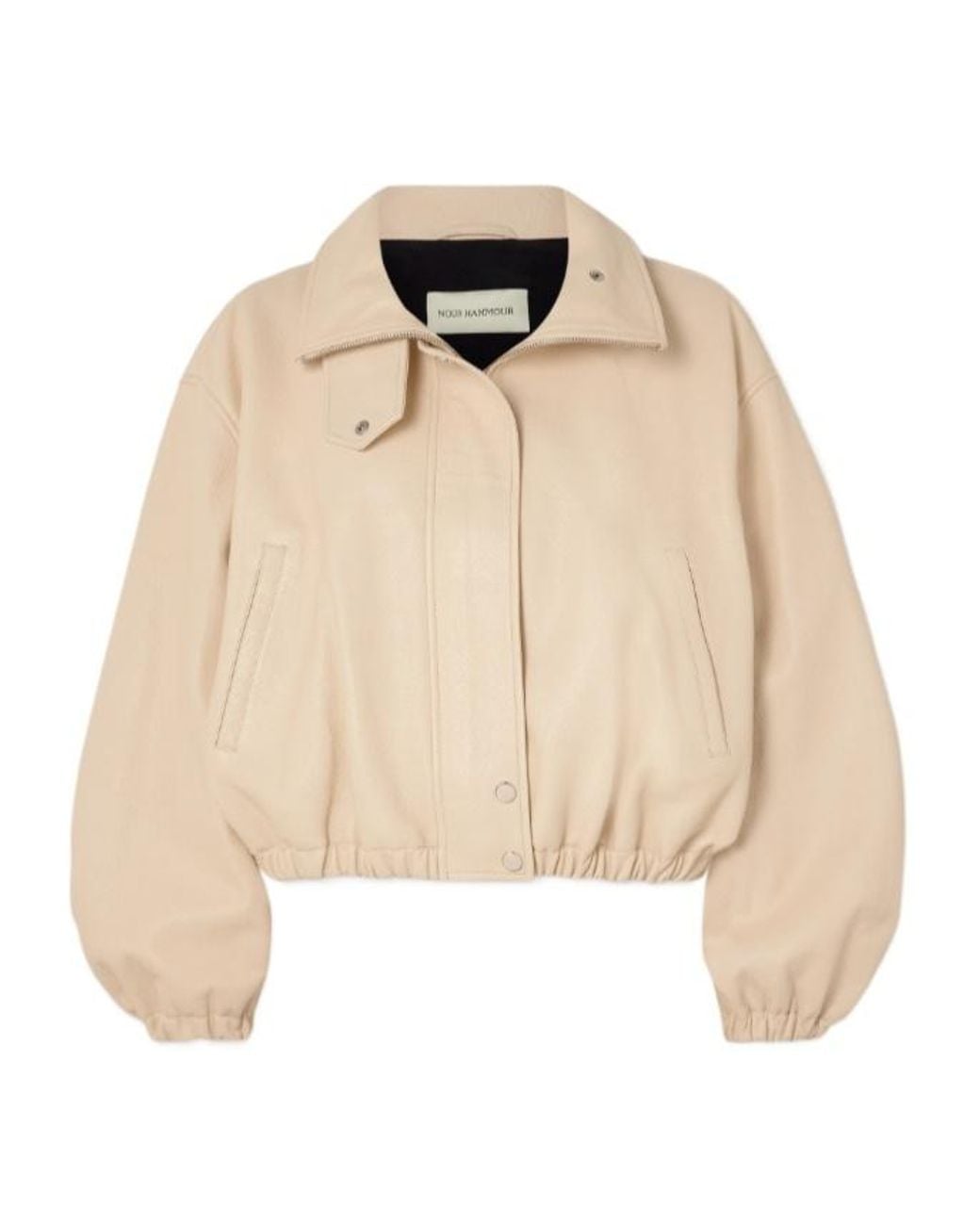 Nour Hammour Natural Pia Leather Bomber Jacket