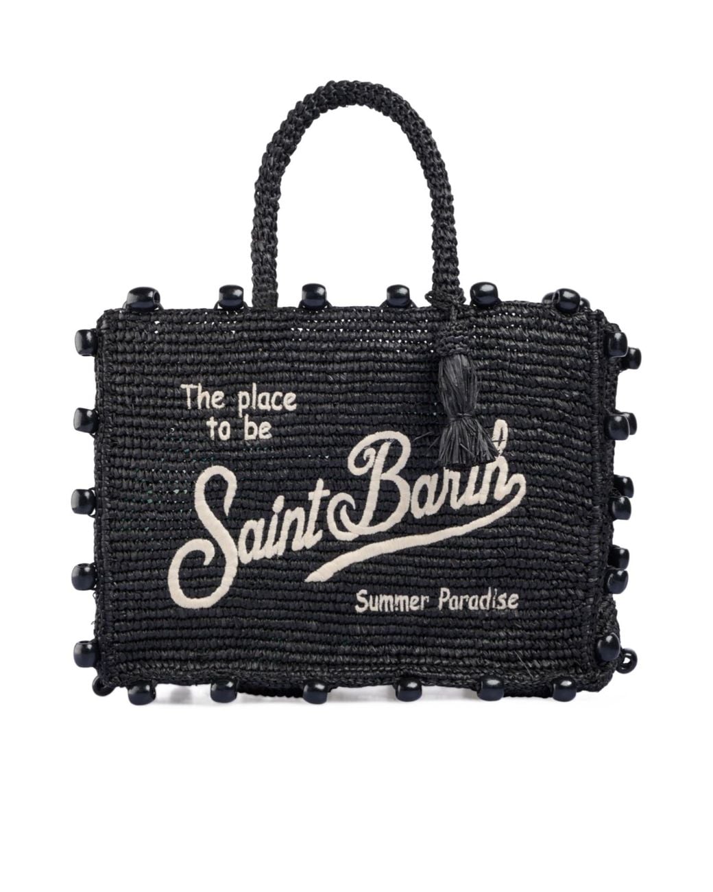 Mc2 Saint Barth Black Colette Bead-Embellished Shoulder Bag