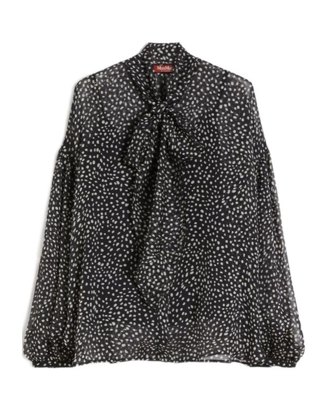 Max Mara Gray Studio Etere All-Over Printed Blouse
