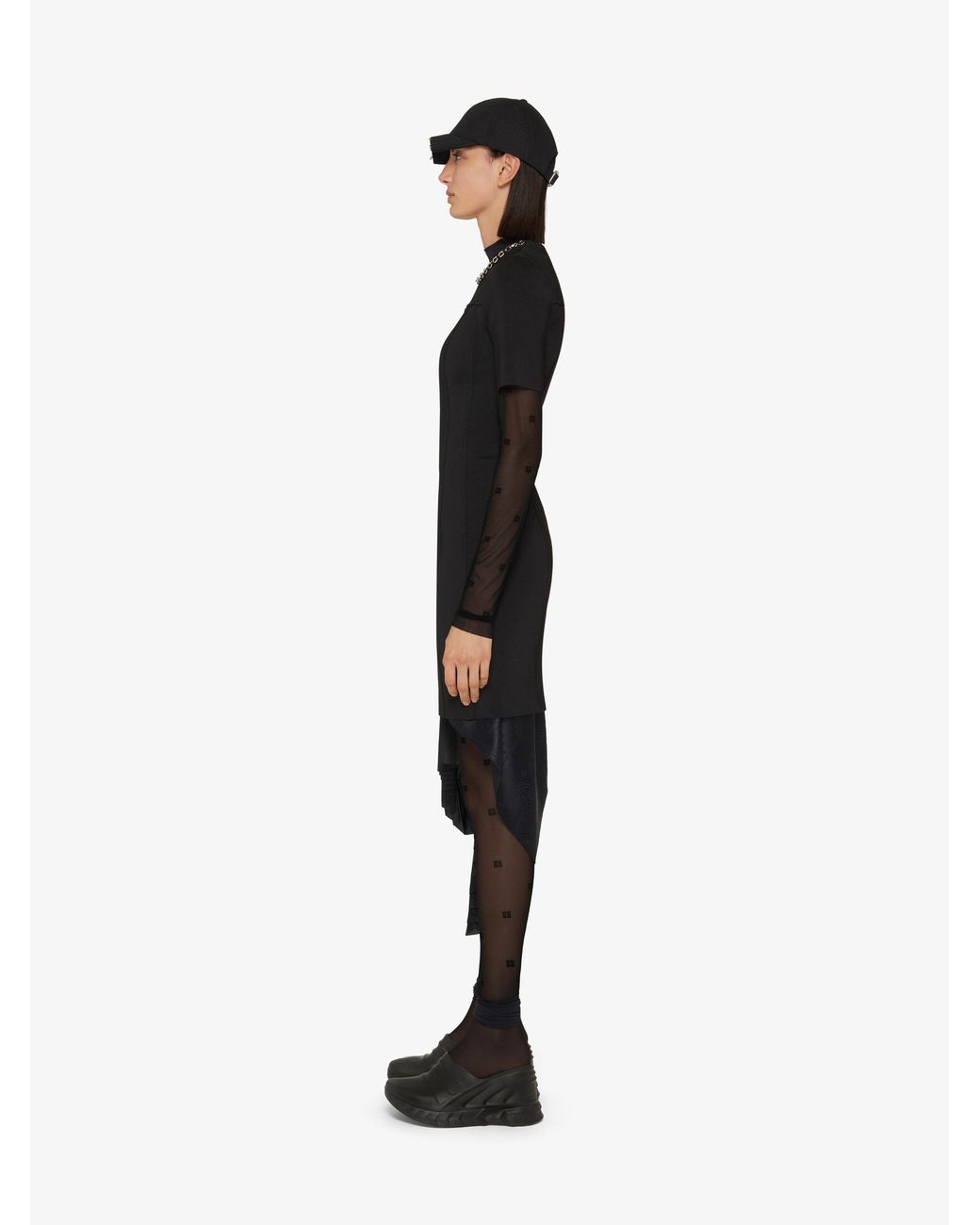 Givenchy Black Punto Milano Dress With Chain Collar