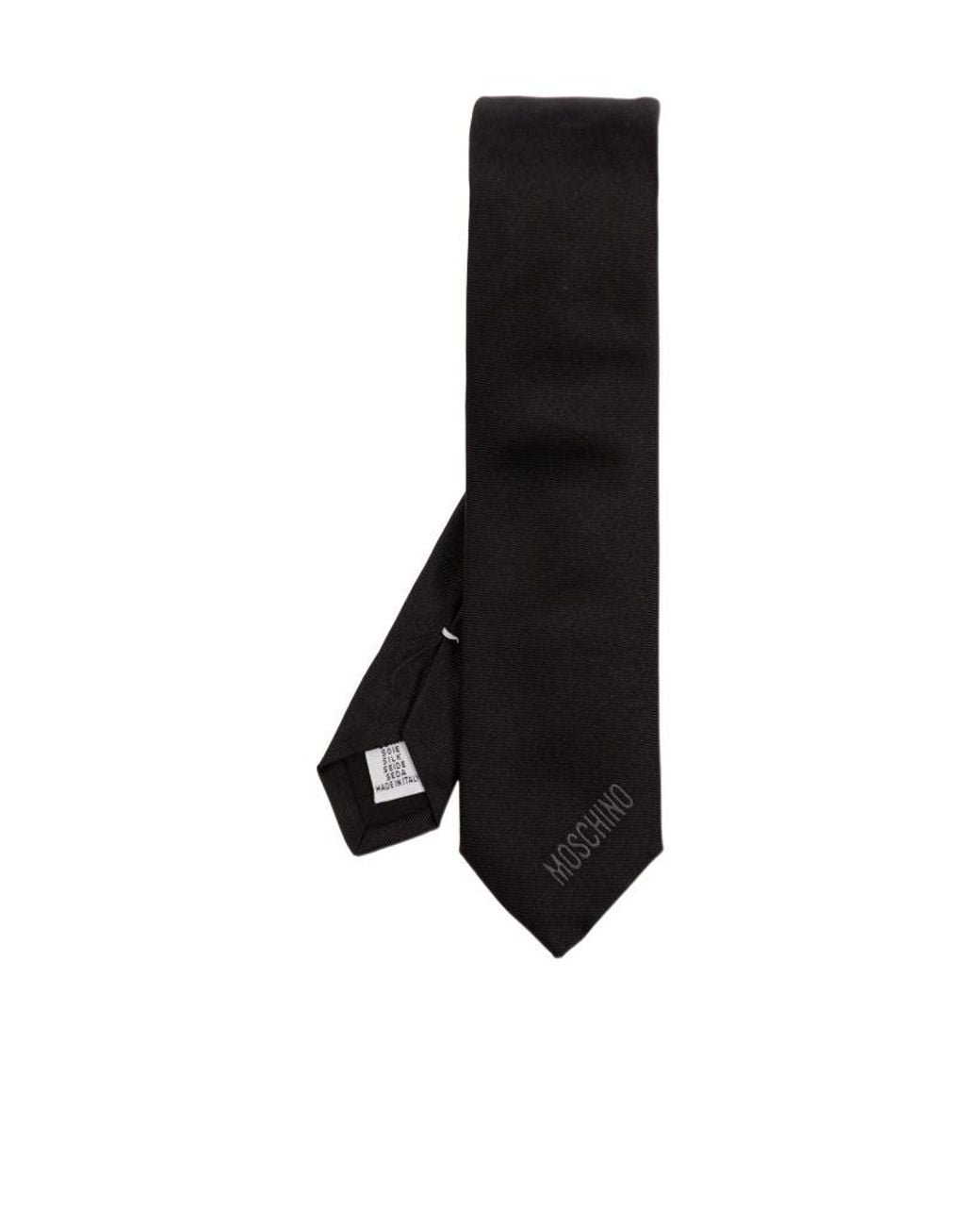 Moschino Black Logo Embroidered Pointed Tip Tie for men
