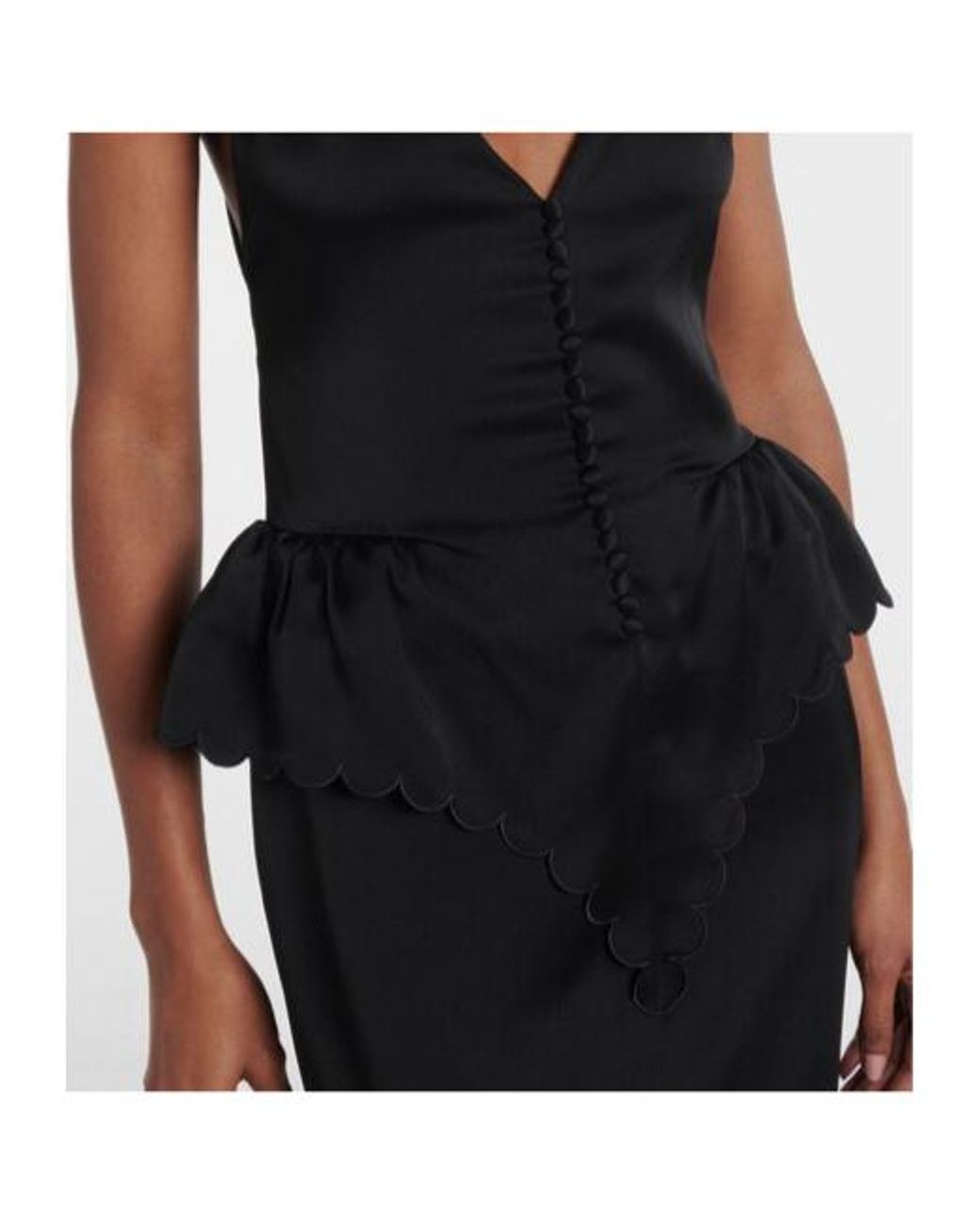 Stella McCartney Black Open-Back Peplum Satin Midi Dress