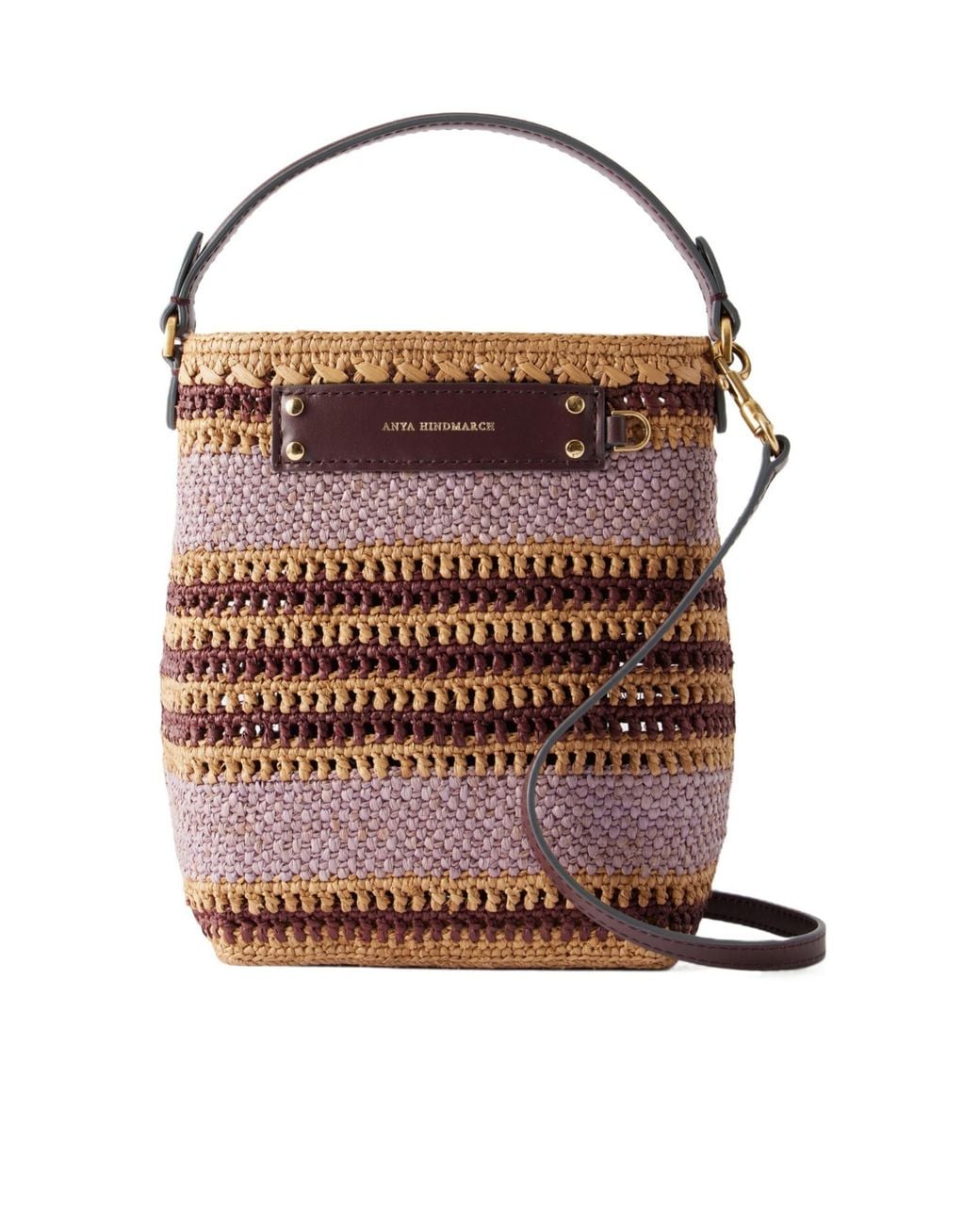 Anya Hindmarch Pink Striped Raffia Cross Body Bag