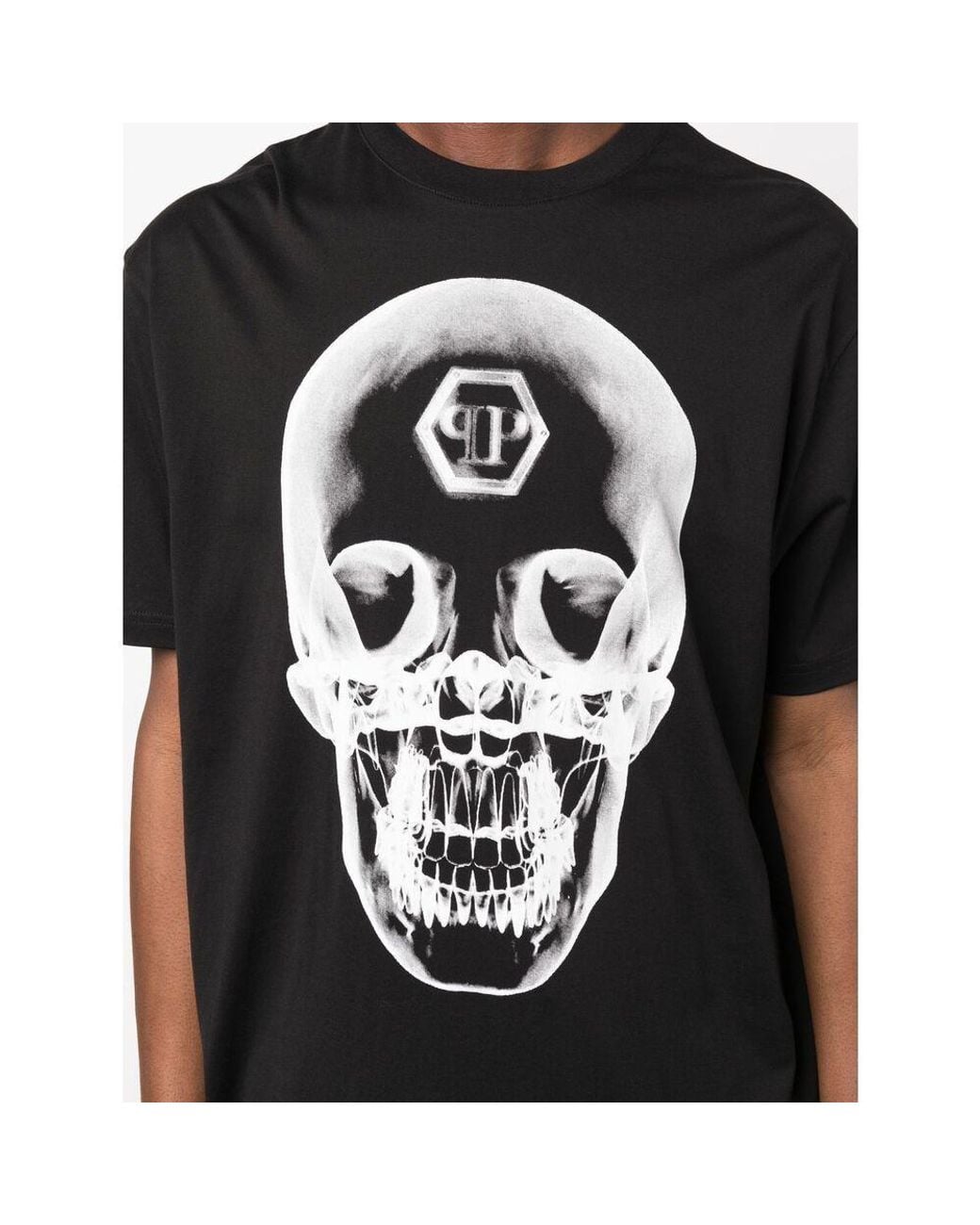 Philipp Plein Black Skull Print Short-Sleeve T-Shirt for men