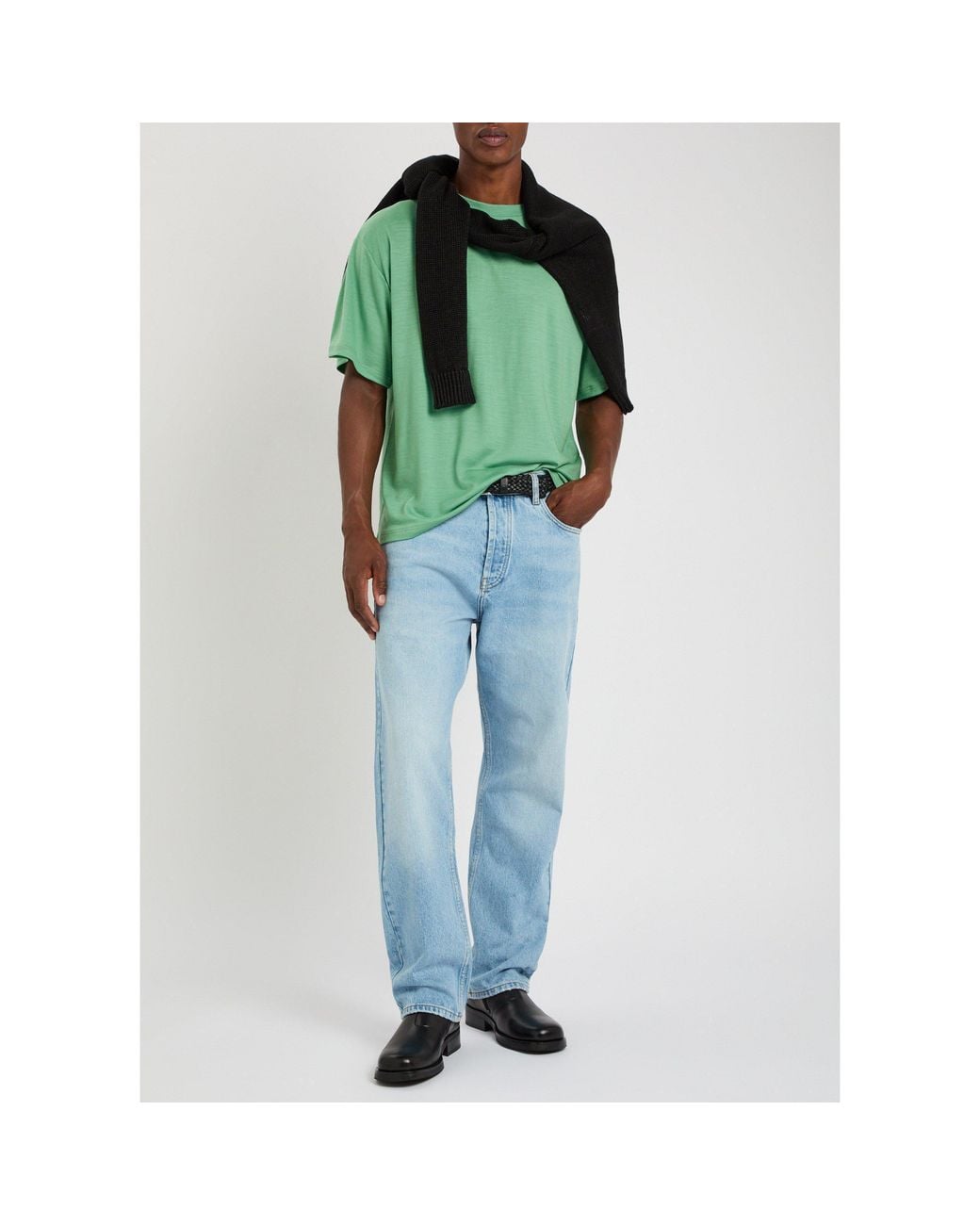 Studio Nicholson Green Wool Oversized-Fit T-Shirt for men
