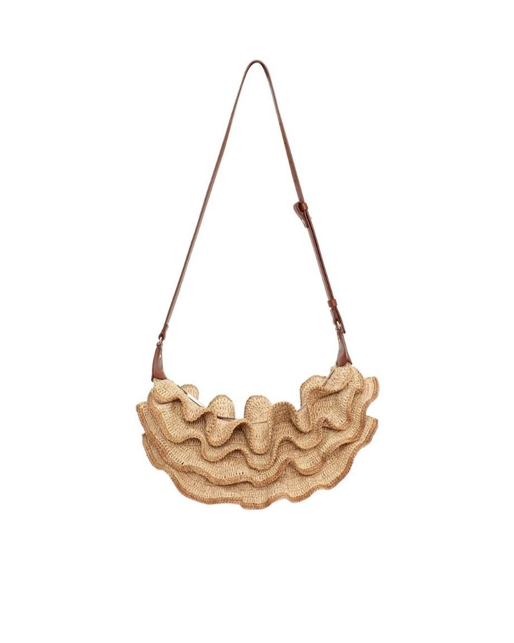 Zimmermann White Goldentime Ruffle Shoulder Bag