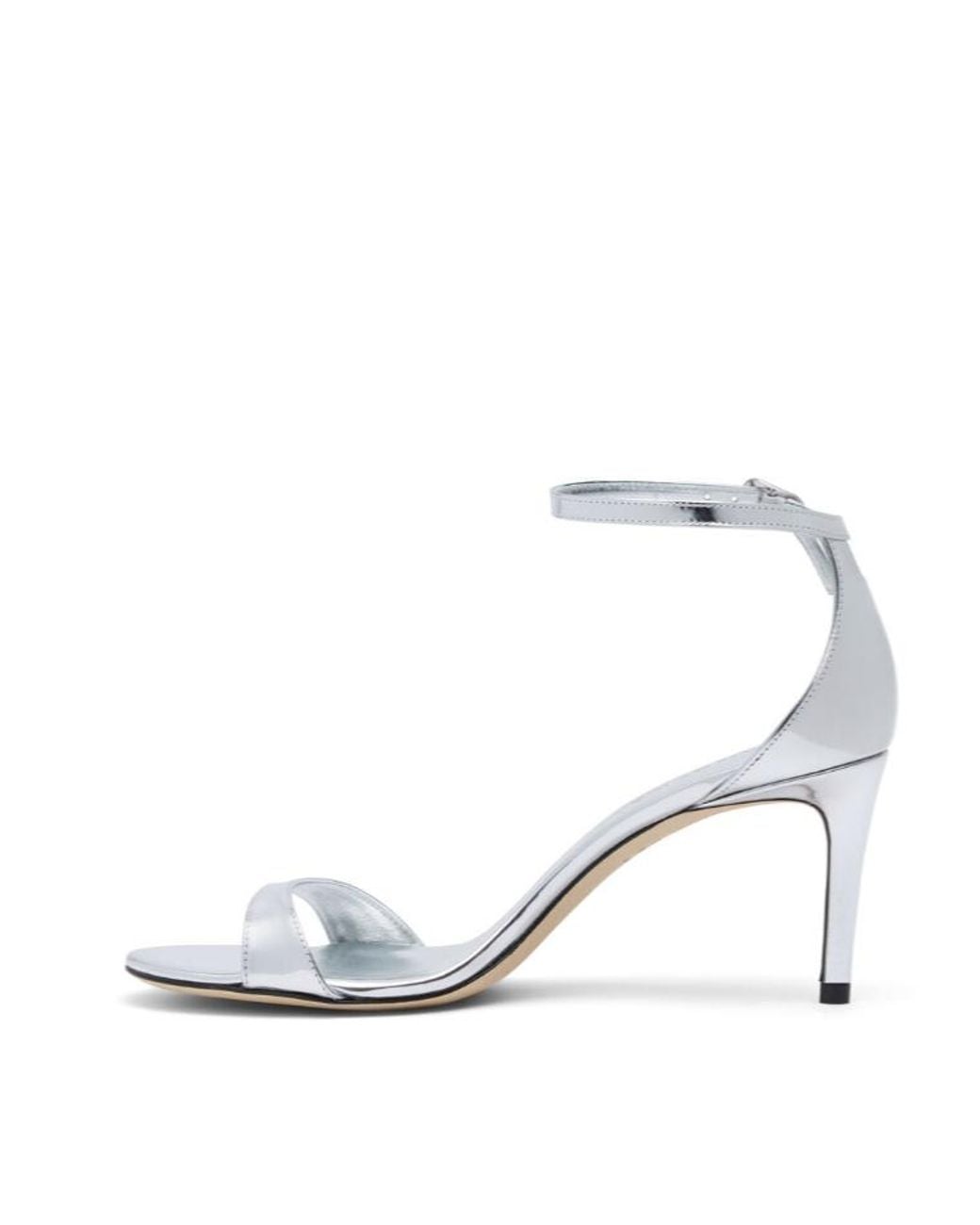 Stuart Weitzman White Round-Headed High-Heeled Sandals