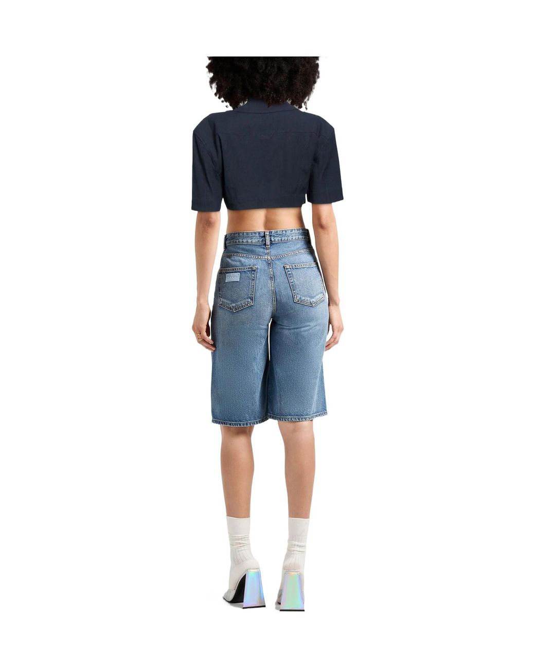Jacquemus Blue Solid Cropped Top
