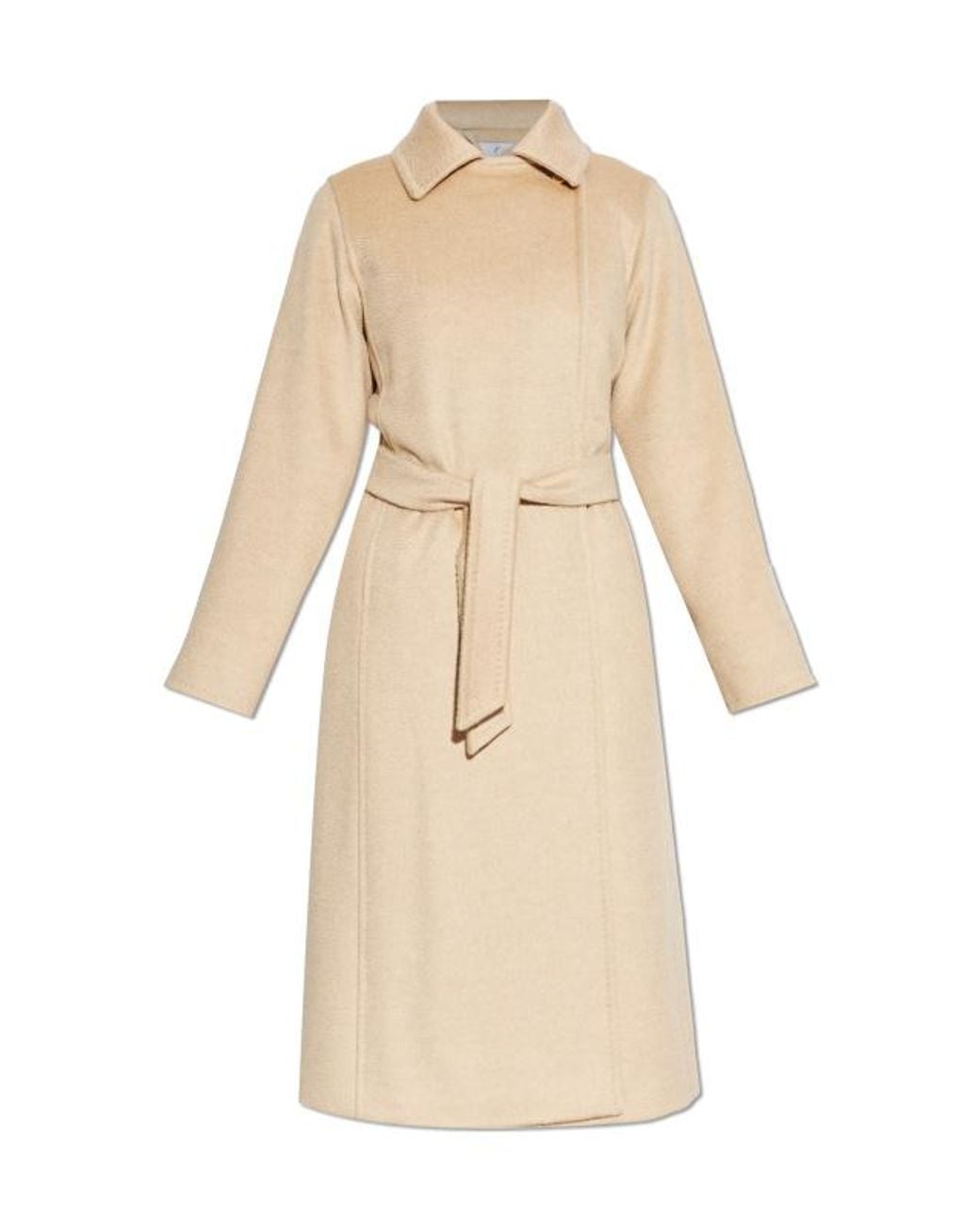Max Mara Natural Riccio Collared Tie-Waist Coat