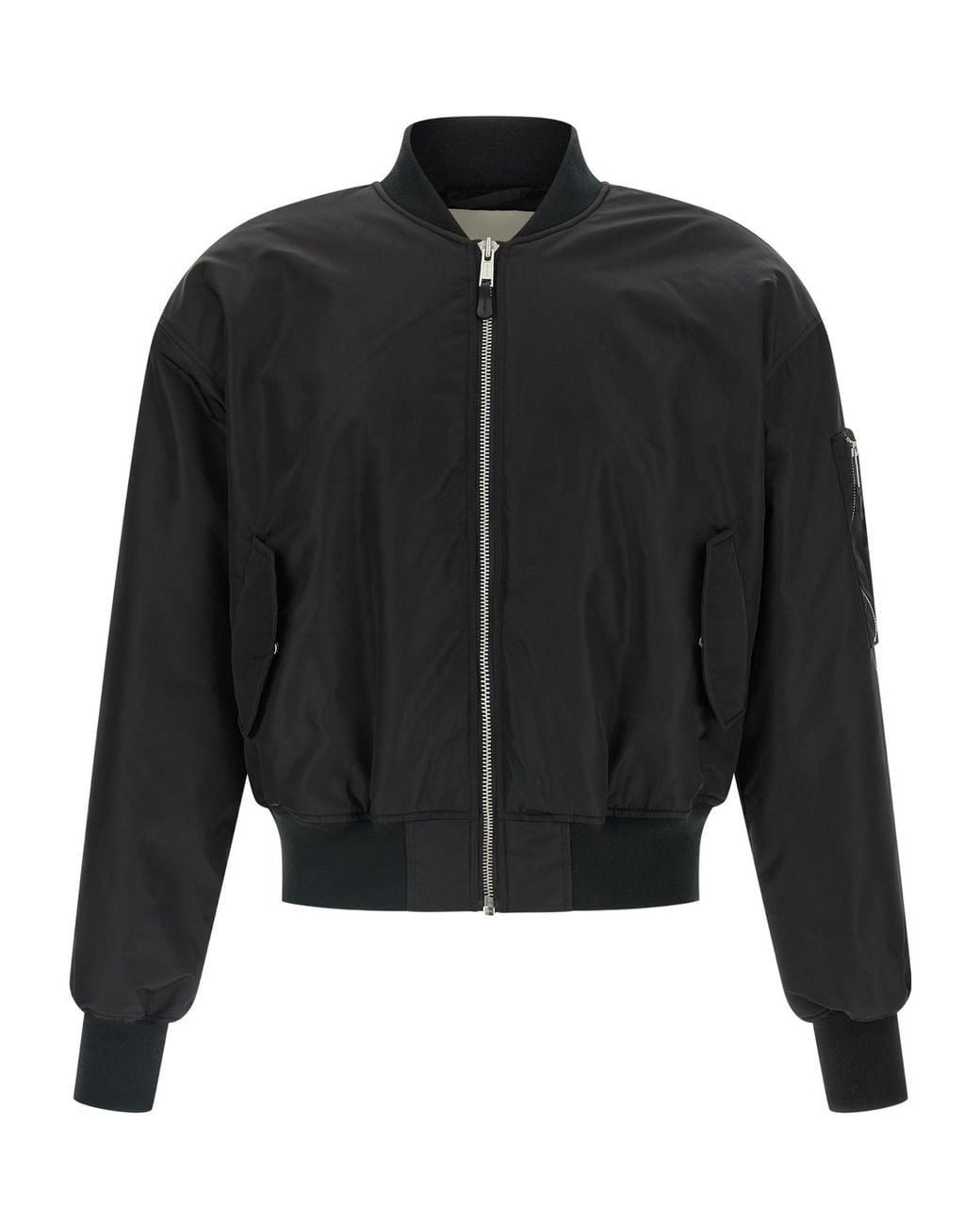 Entire studios Black Cropped Broad Bomber Jacket for men