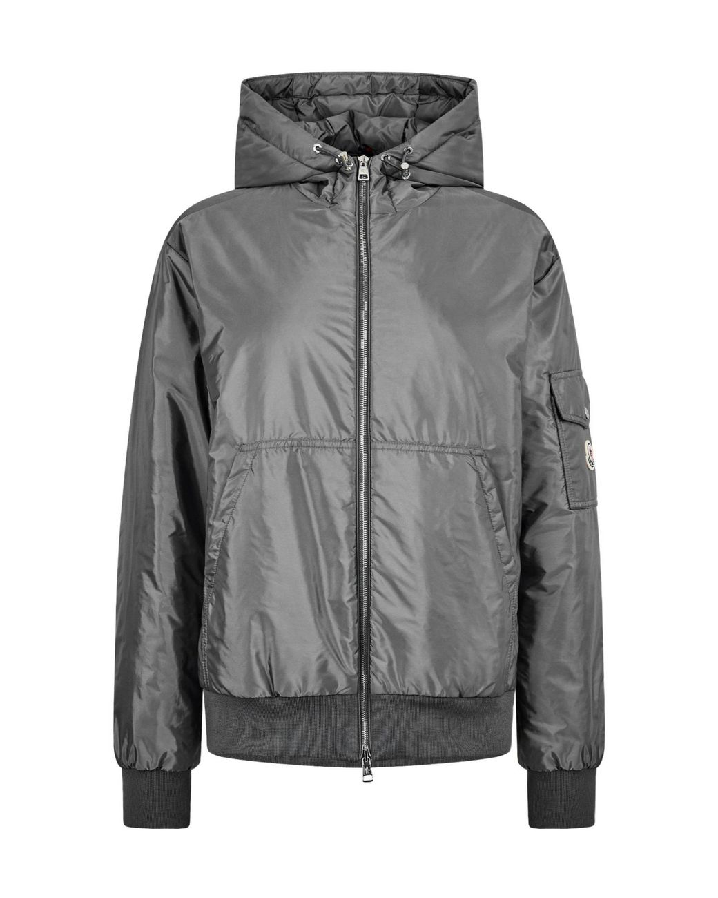 Moncler Gray Solid Bomber Jacket for men