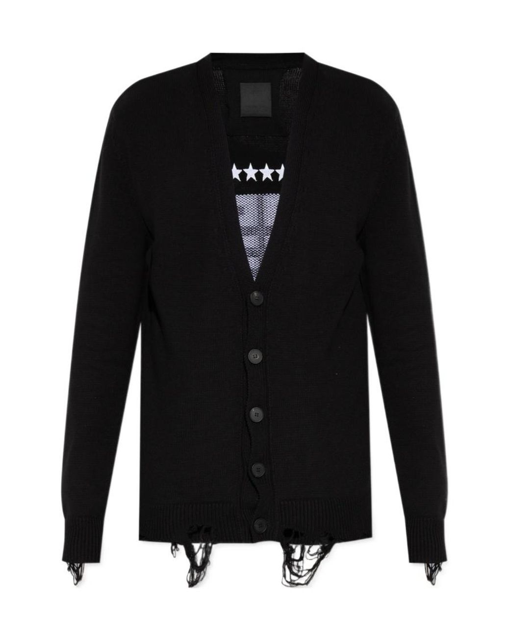 Givenchy Black Logo Embroidered V-Neck Buttoned Cardigan for men