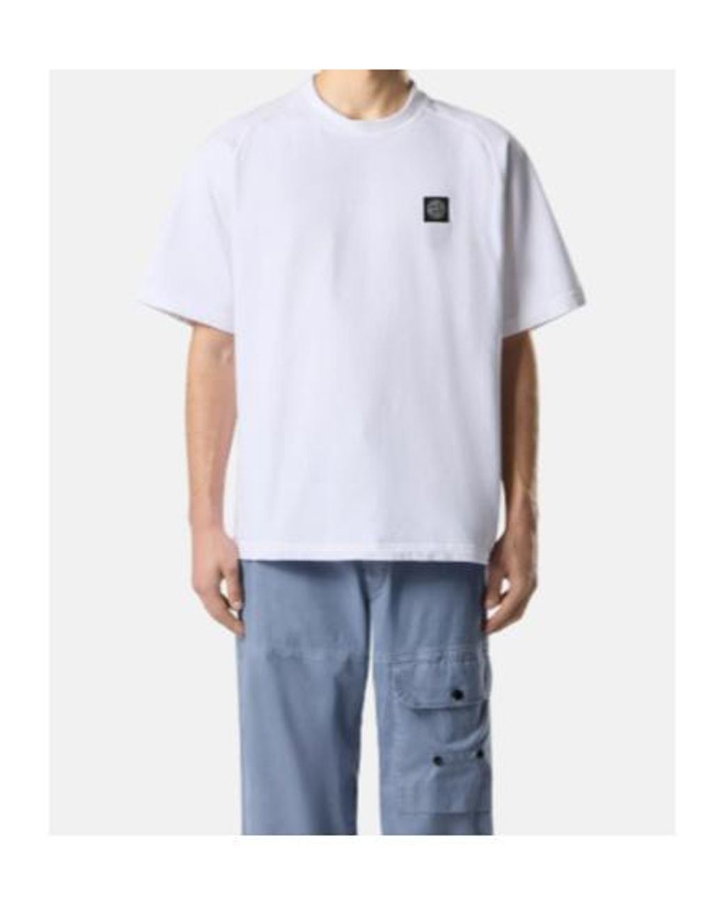 Stone Island White Logo-Patch T-Shirt for men