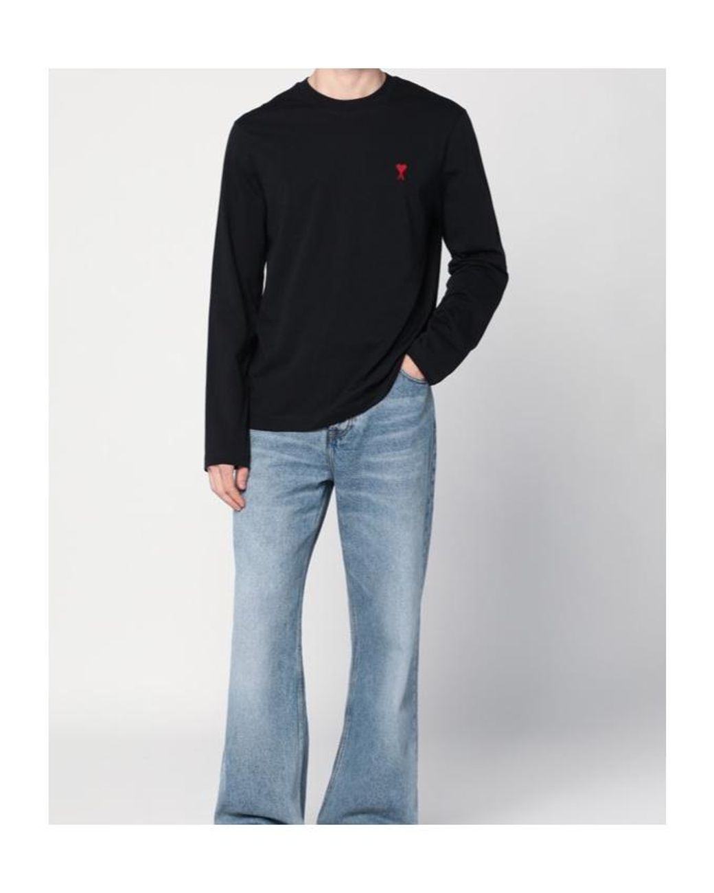 AMI Black Ami De Coeur Long-Sleeve T-Shirt for men