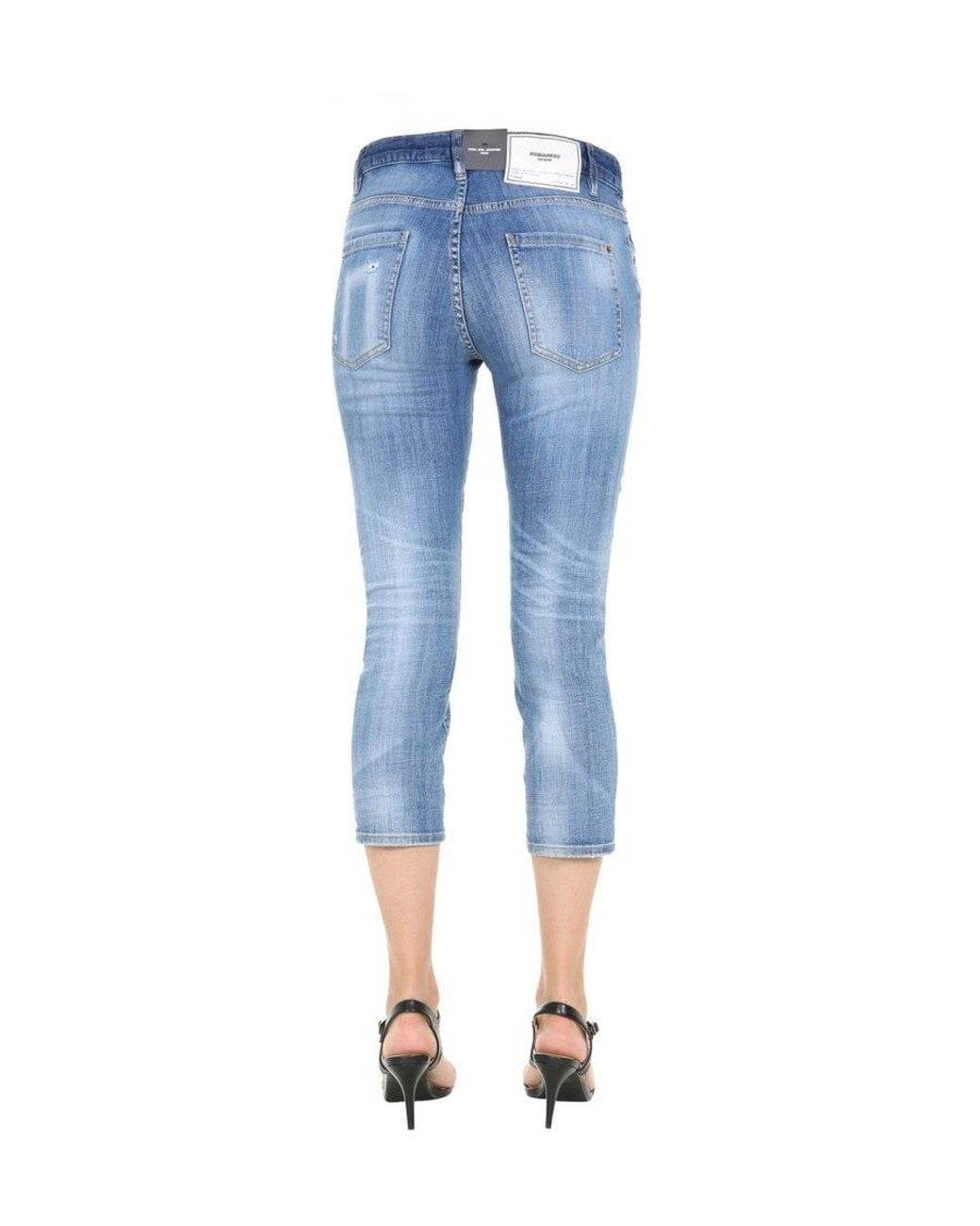 DSquared² Blue Cropped Boyfriend Jeans