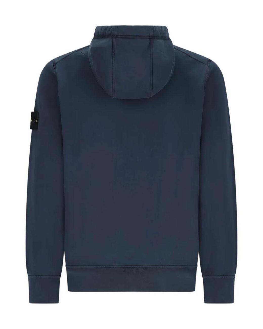 Stone Island Blue Logo Patch Drawstring Hoodie for men