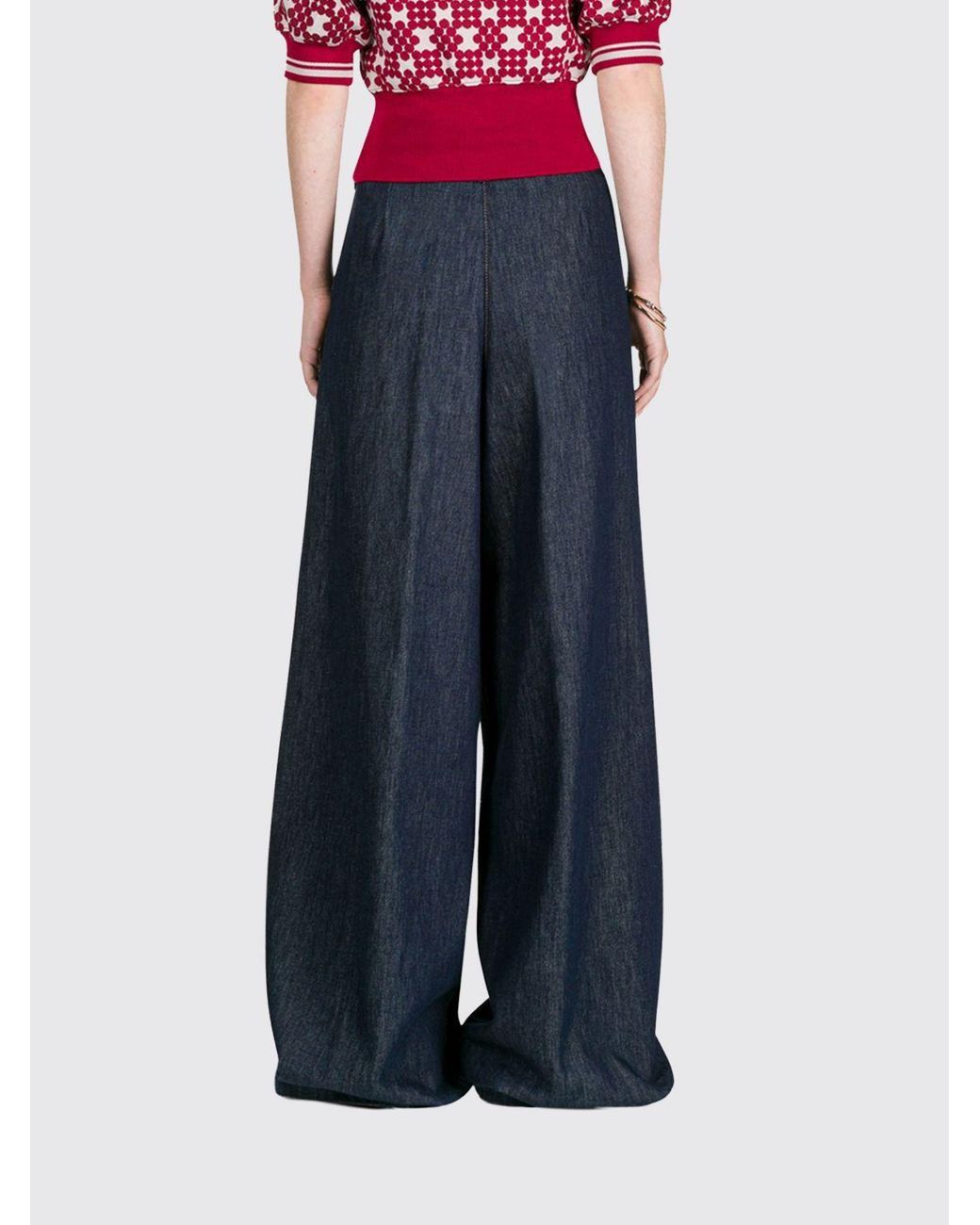 Dries Van Noten Blue Pleated Wide-Leg Jeans