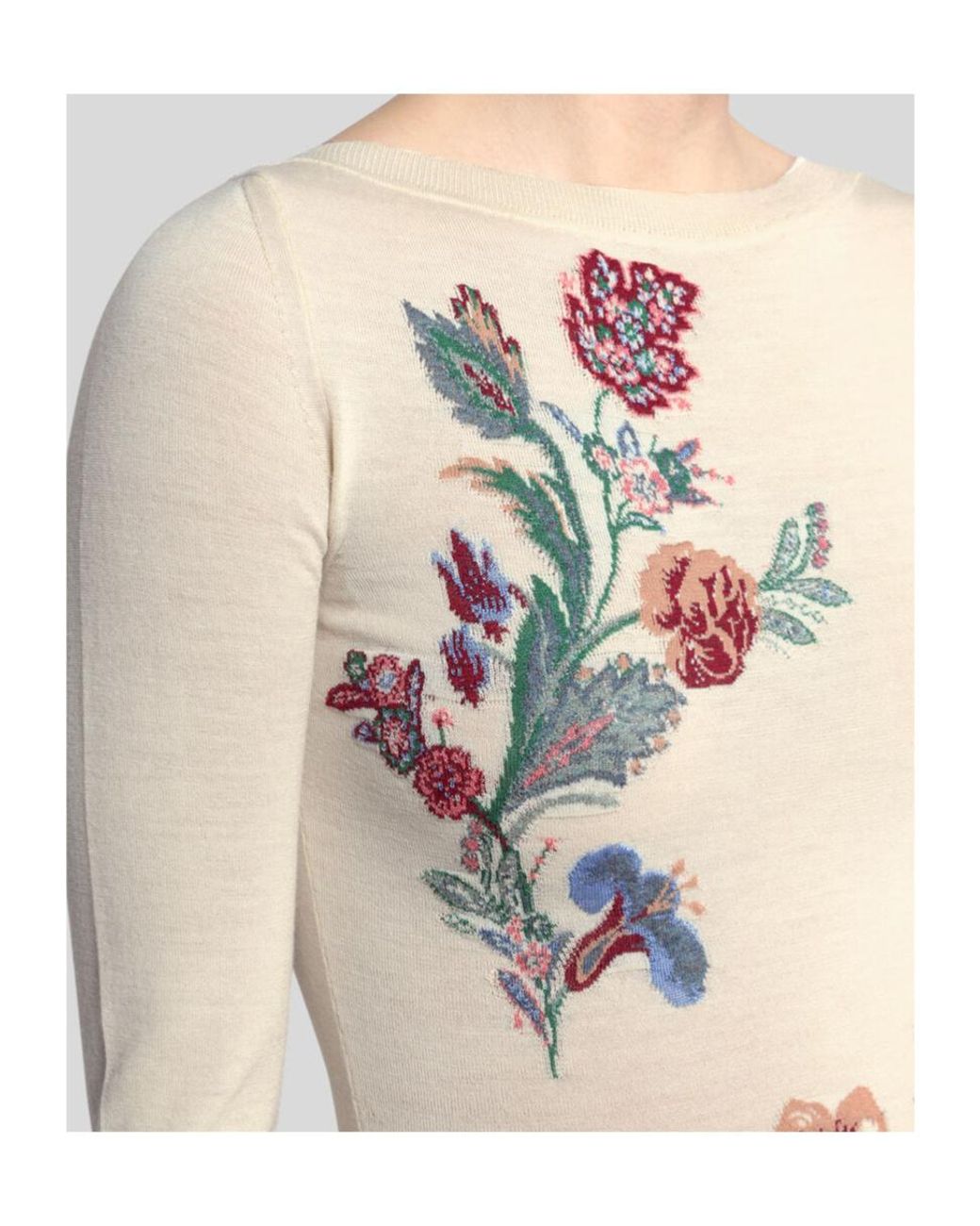 Etro White Floral Motif Knitted Jumper