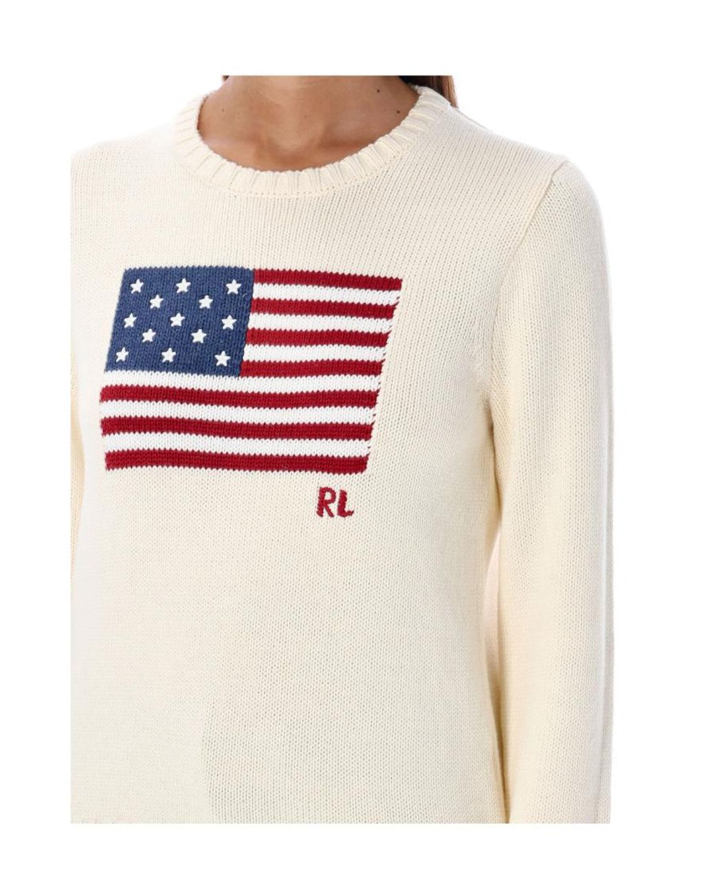 Polo Ralph Lauren White Flag Intarsia Crewneck Jumper