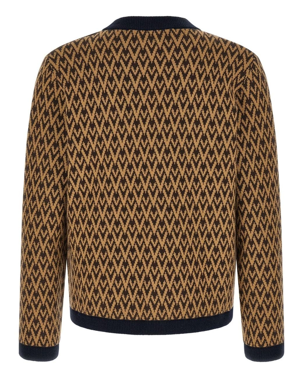 Valentino Brown Toute La V Patterned V-Neck Cardigan for men