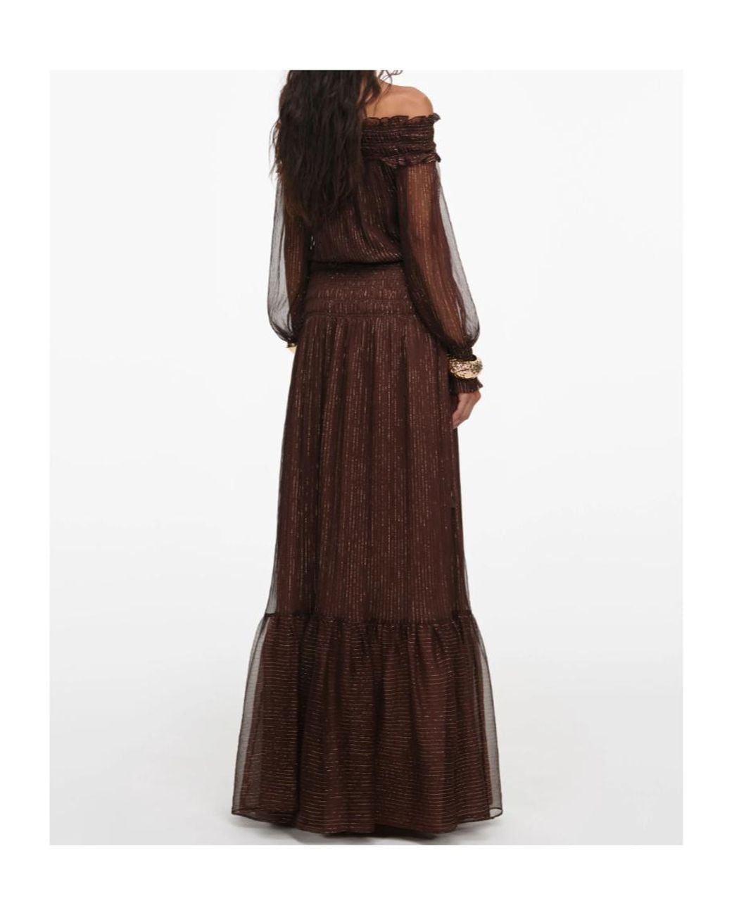 Self-Portrait Brown Georgette Maxi Dress