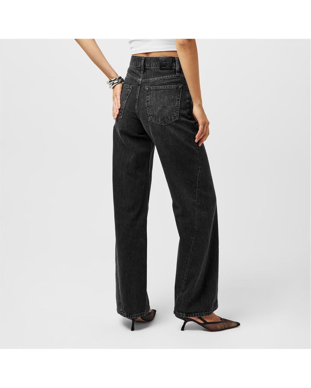 Anine Bing Gray Waistband Denim Trousers