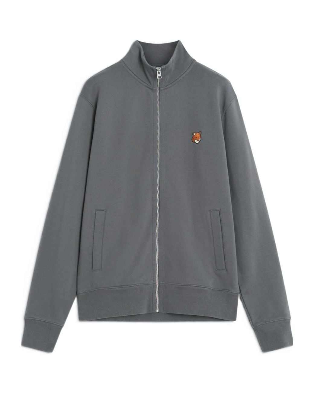 Maison Kitsuné Gray Maison Kitsuné Fox Head Zipped Regular Sweatshirt for men