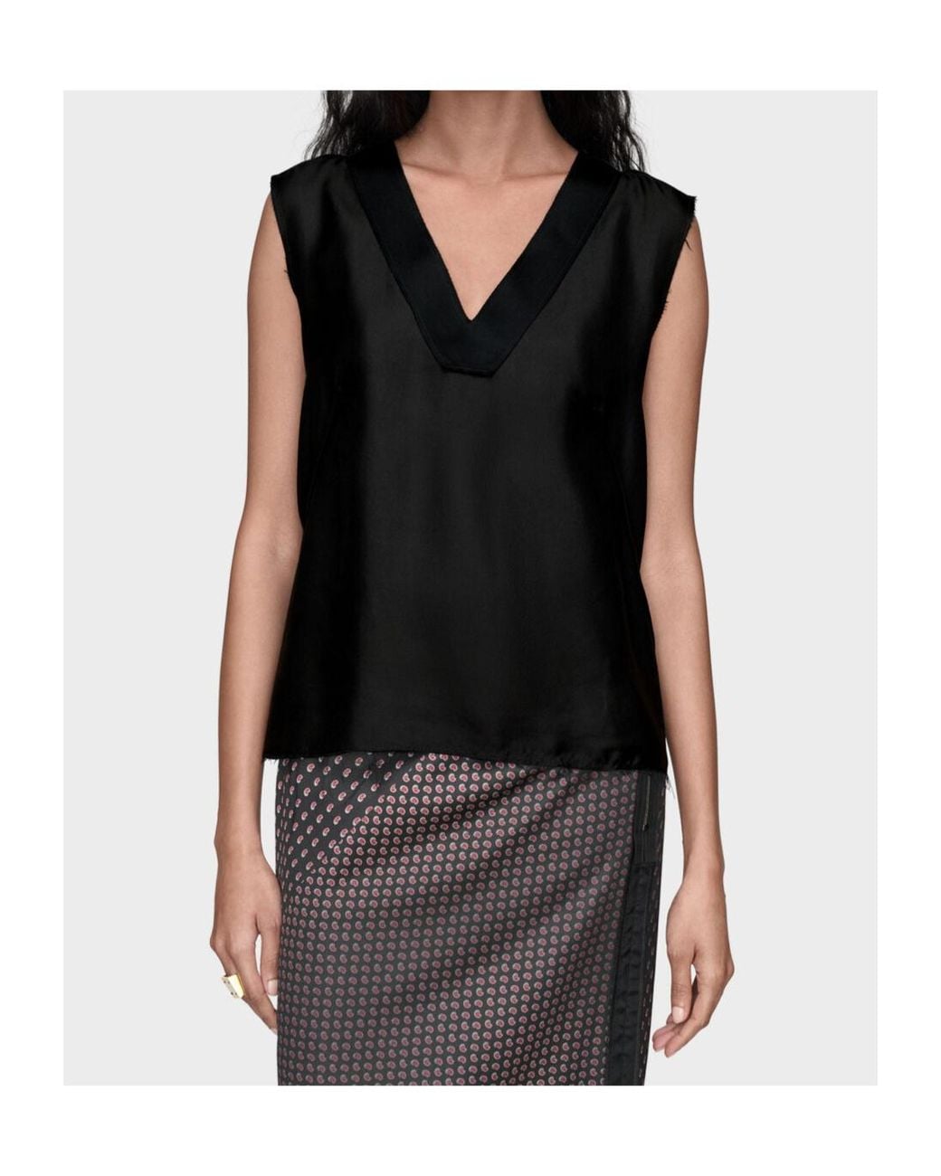 Maison Margiela Black Sleeveless V-Neck Top