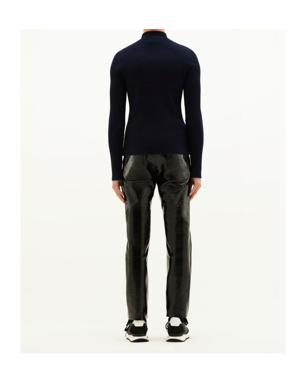 Courreges Blue Rib-Knit Mock-Neck Jumper for men