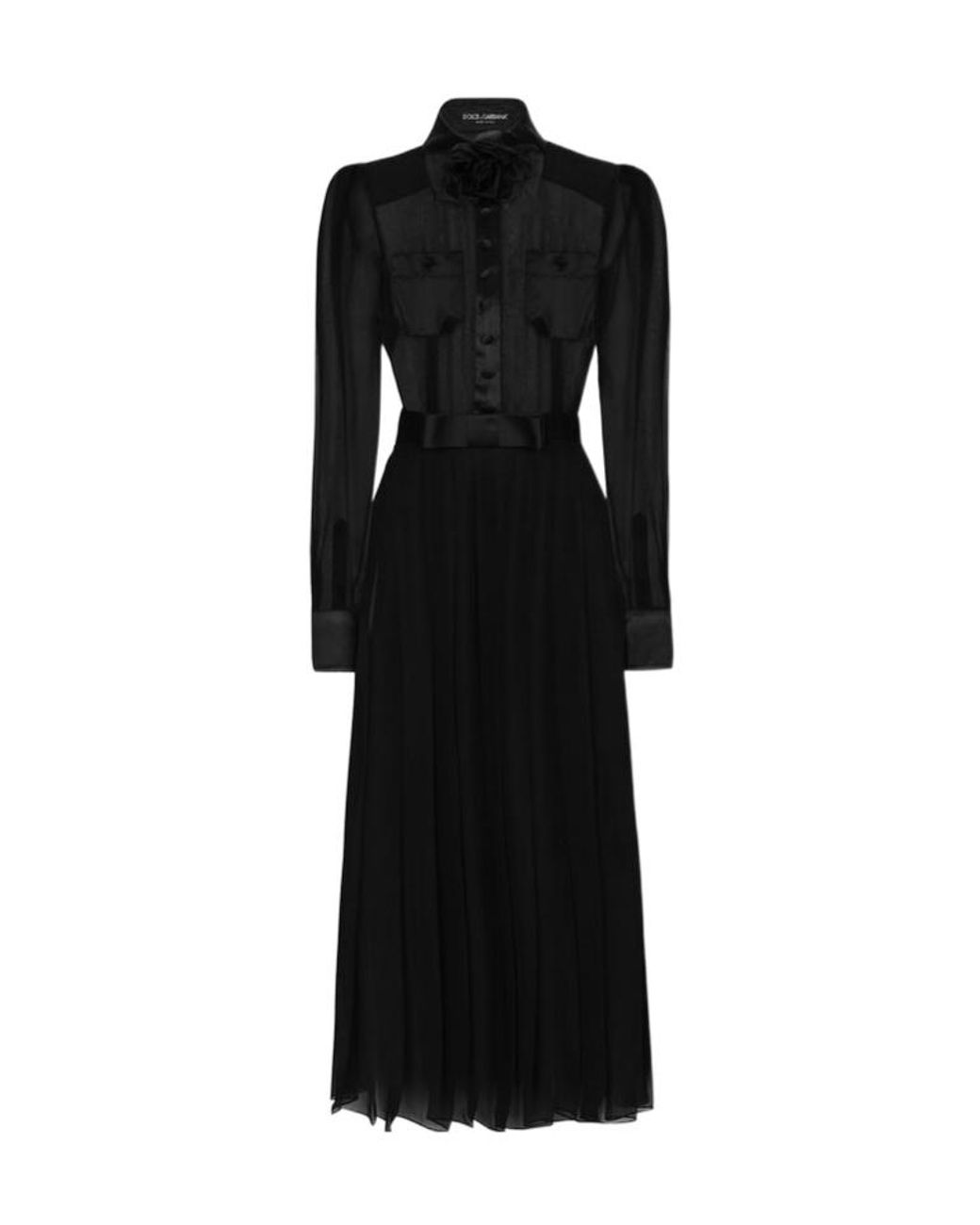 Dolce & Gabbana Black Chiffon Shirt Dress
