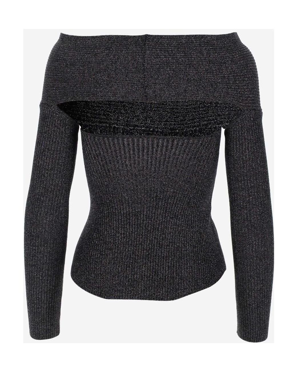 Khaite Black Off-Shoulder Long-Sleeved Top