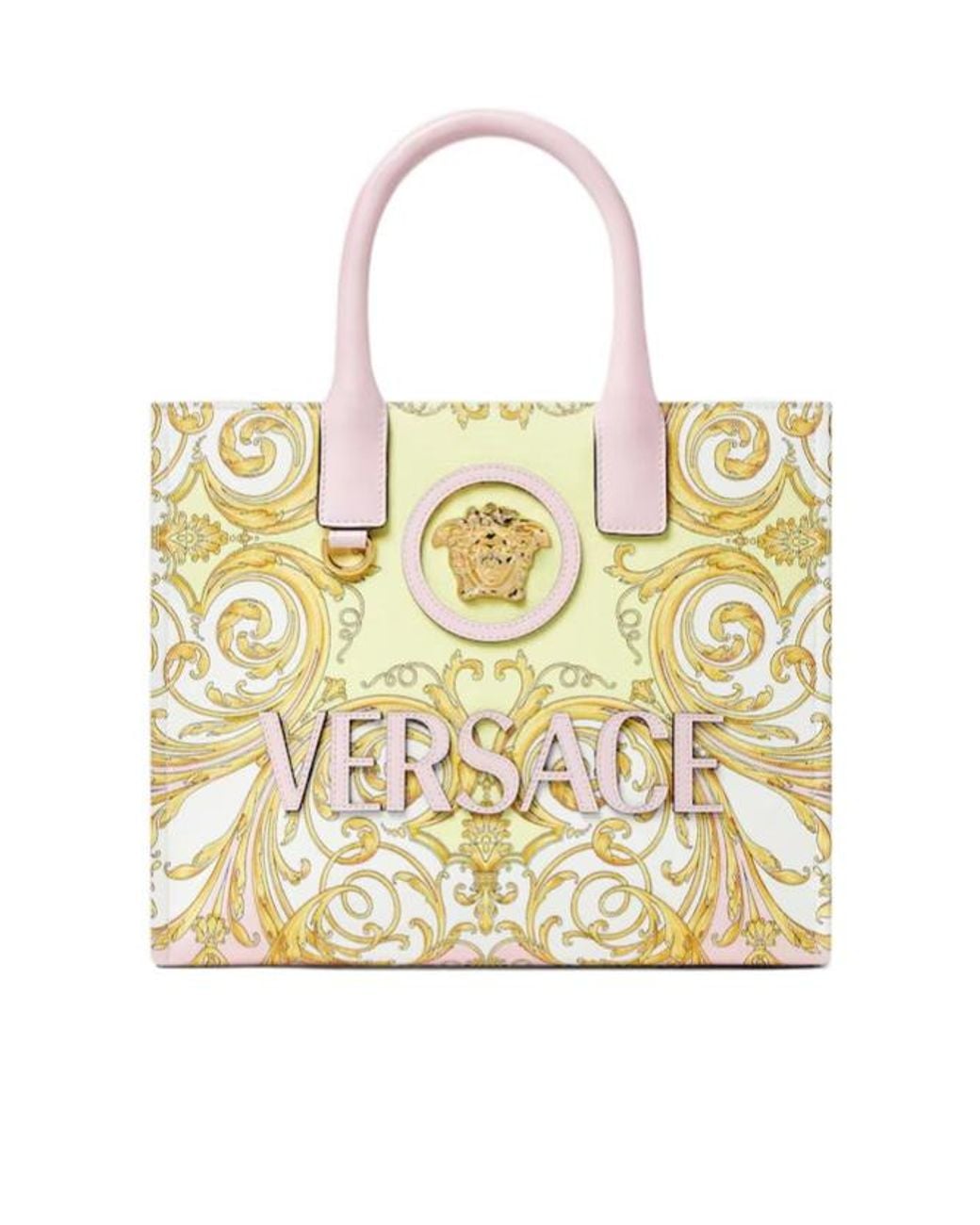 Versace Metallic La Medusa Printed Small Tote Bag