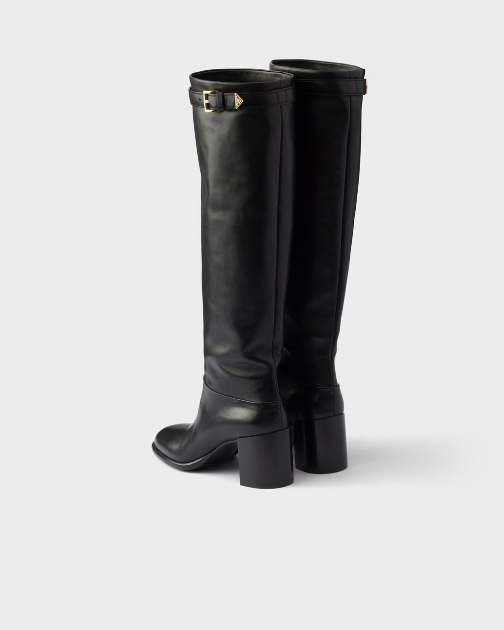 Prada Black Triangle Logo High Boots