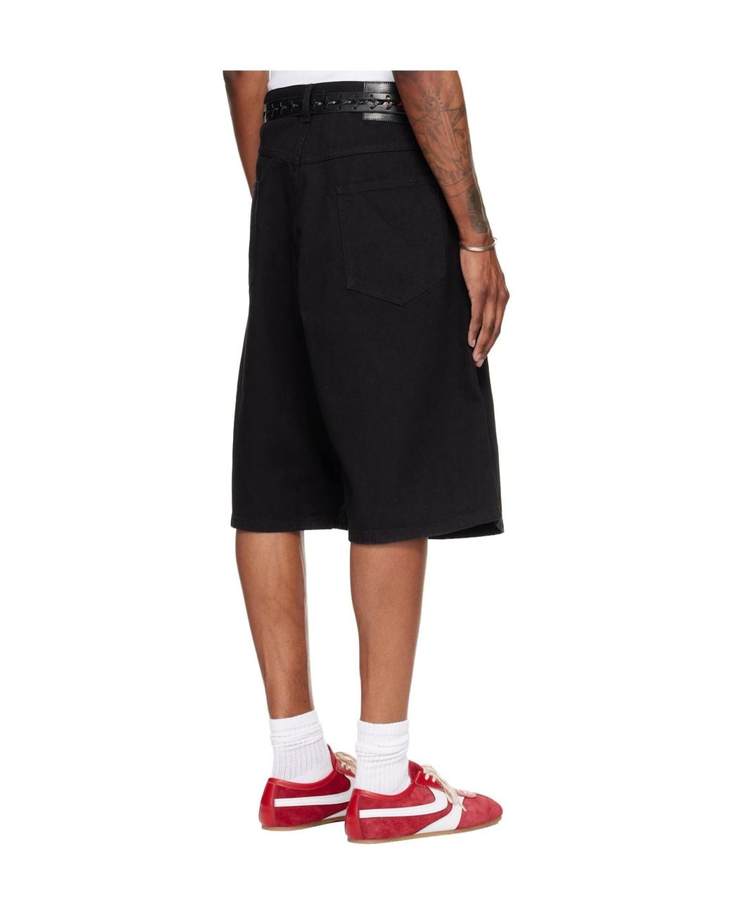 Lu'u Dan Black Kriss Kross Belt Loop Denim Shorts for men
