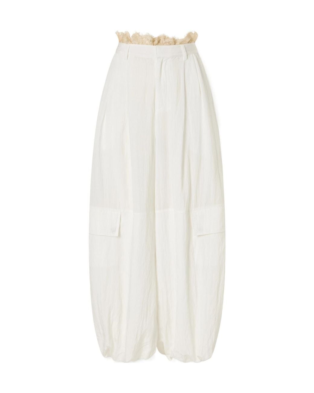 Sea White Loose-Fitting Trousers