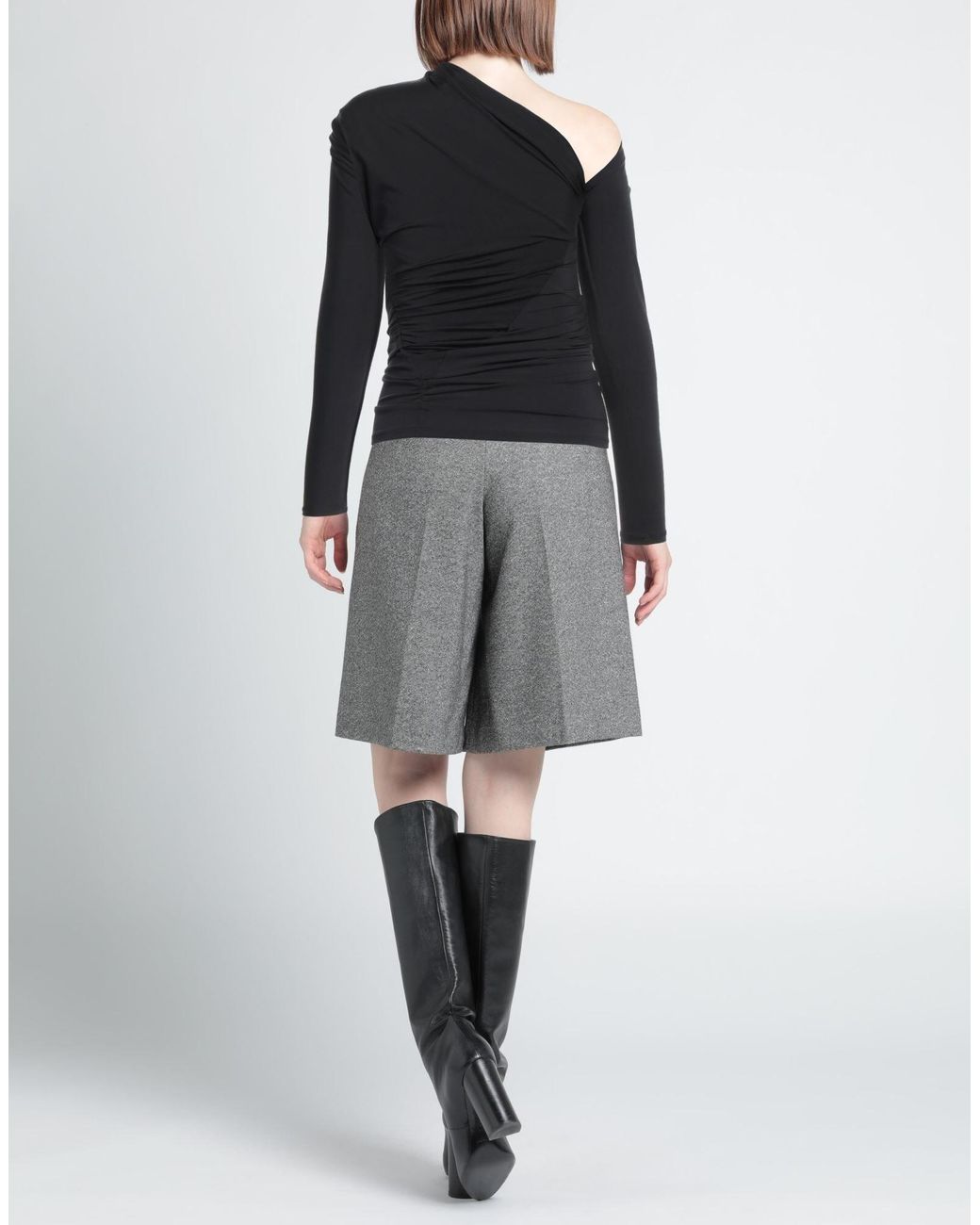 Balenciaga Black Solid Color Off-The-Shoulder Long Sleeve Top