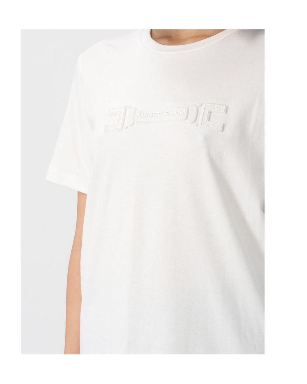 Elisabetta Franchi White Loose Fit Crewneck T-Shirt