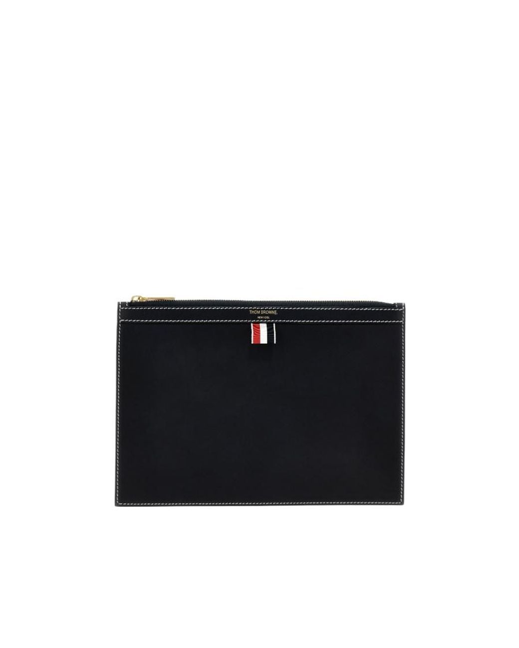 Thom Browne Black 4-Bar Tab Zipped Document Holder for men