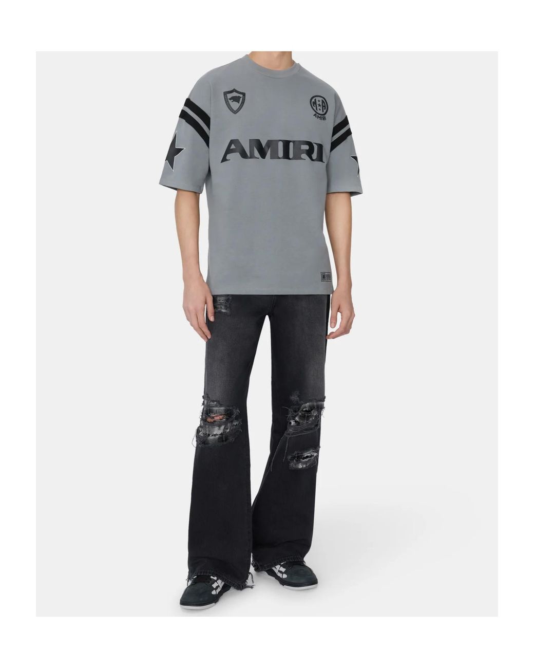 Amiri Black Flannel Repair Baggy Jeans for men