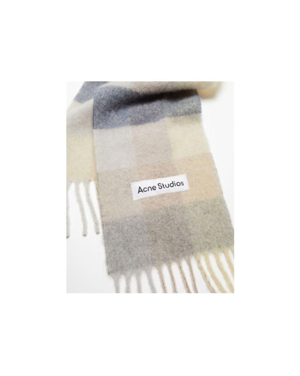 Acne White Logo Patch Checked Scarf for men
