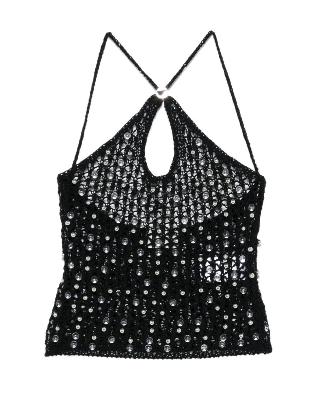 Coperni Black Beaded Knitted Top