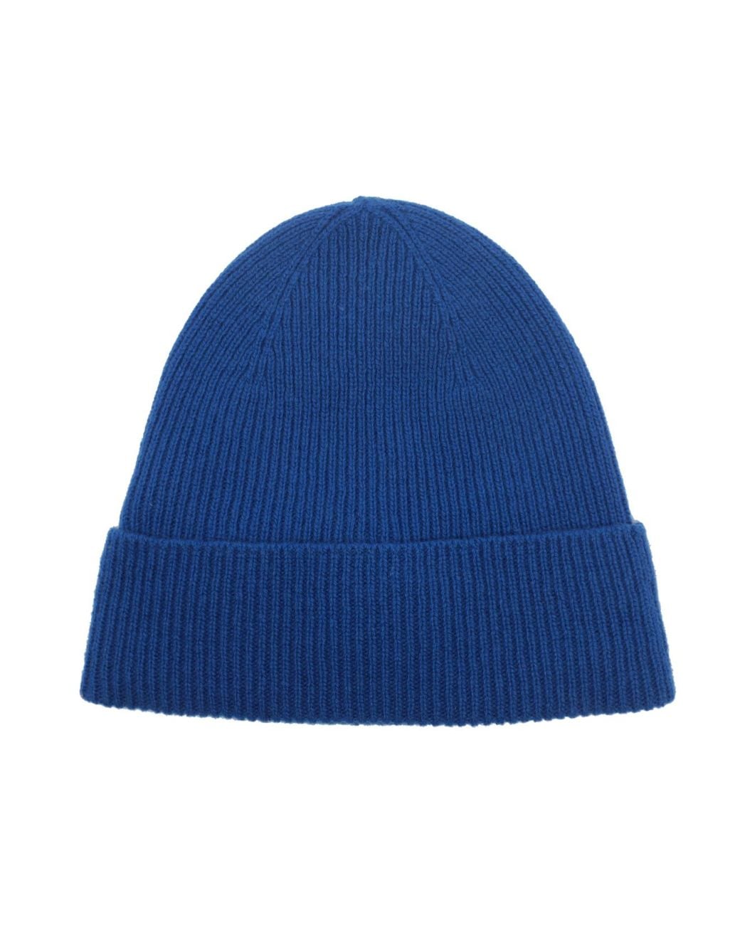 Tom Ford Blue Ribbed Logo Beanie Hat for men
