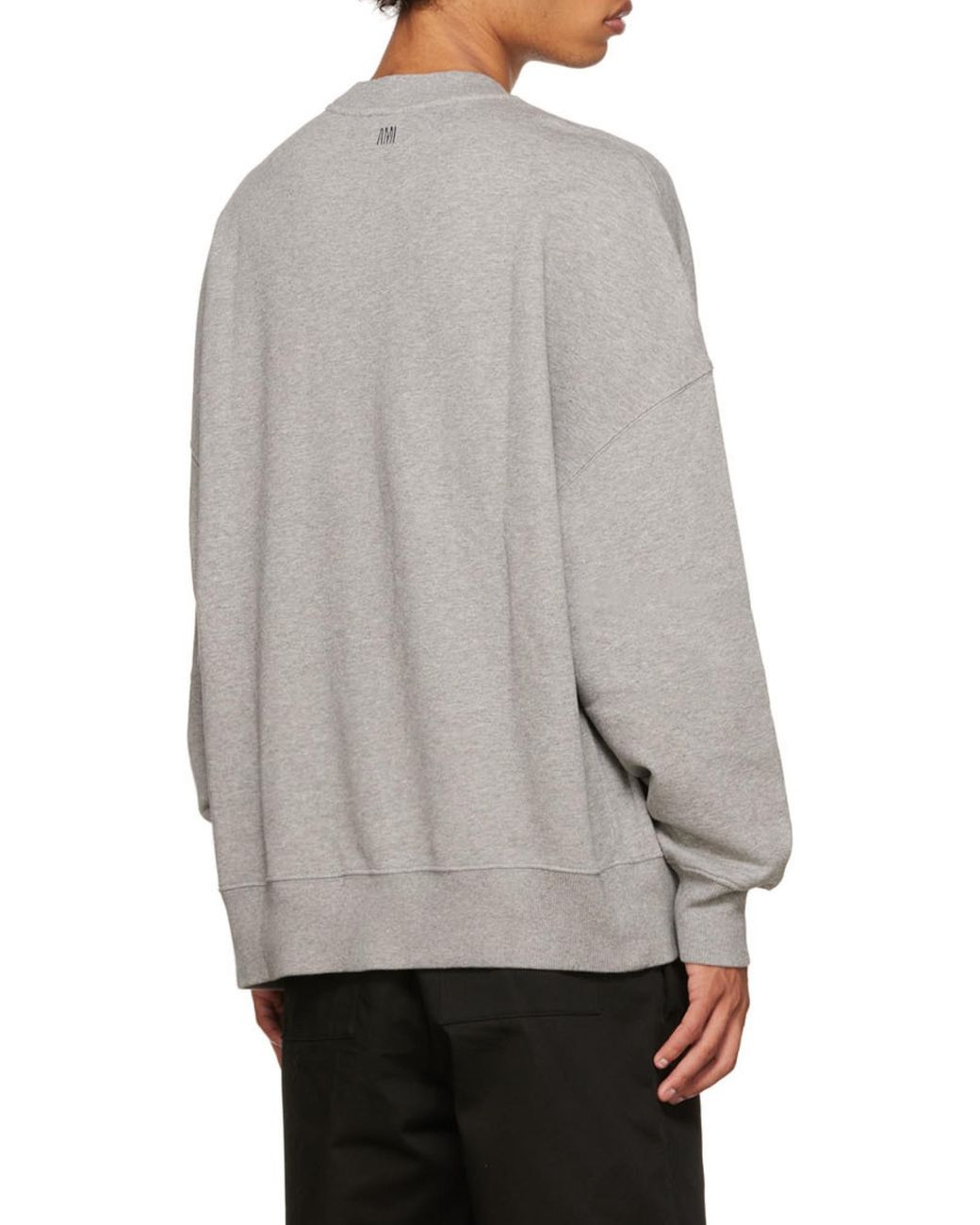 AMI Gray Logo-Embroidered Oversize Sweatshirt for men