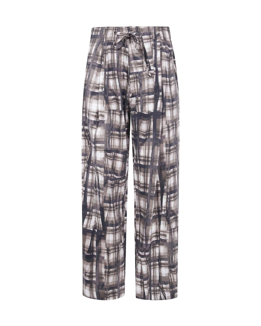 Pierre Louis Mascia Gray Plaid Straight-Leg Trousers