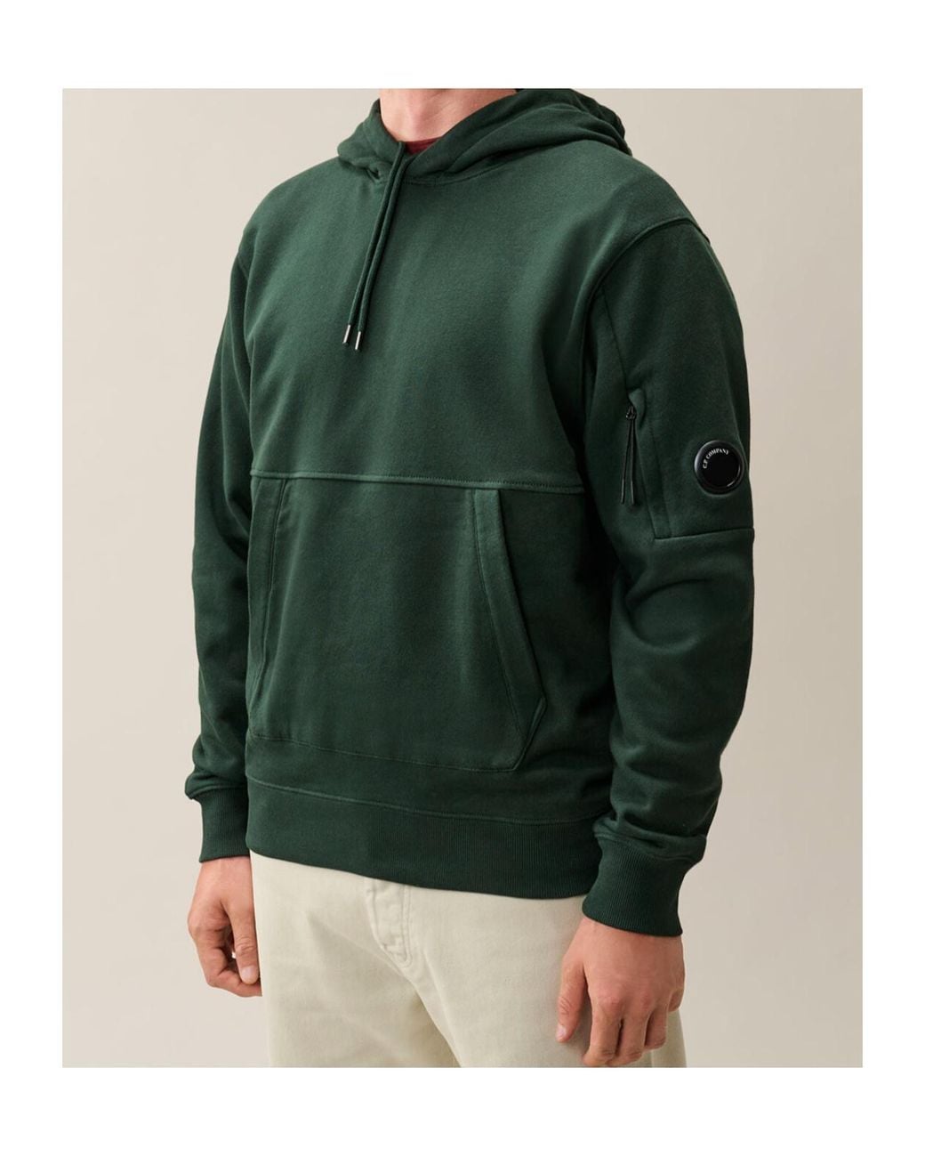 C P Company Green Lens Pocket Hoodie for men