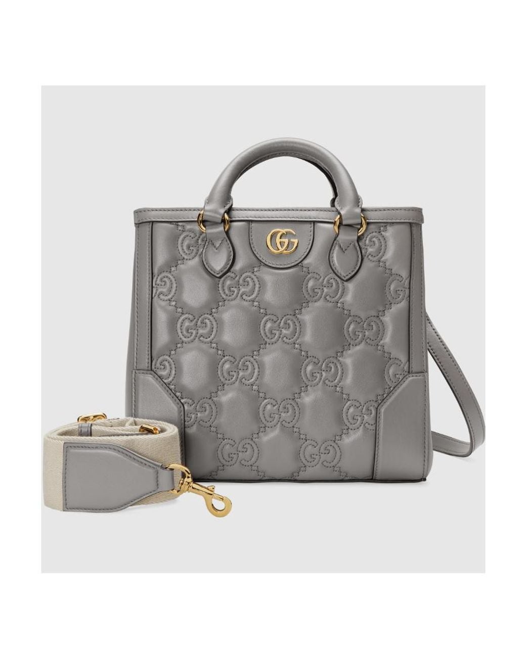 Gucci Gray Gg Logo-Embossed Mini Tote Bag