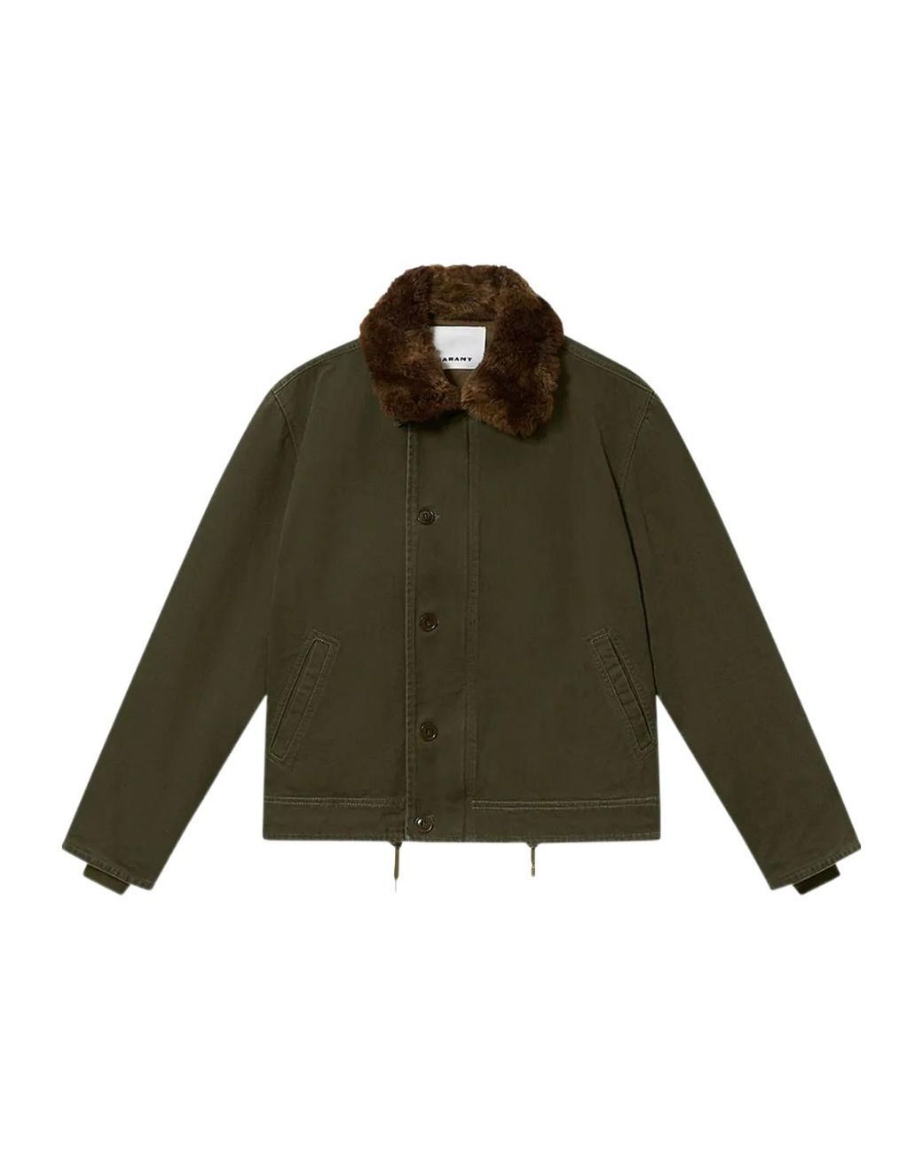Isabel Marant Green Andy Fur-Collar Jacket for men
