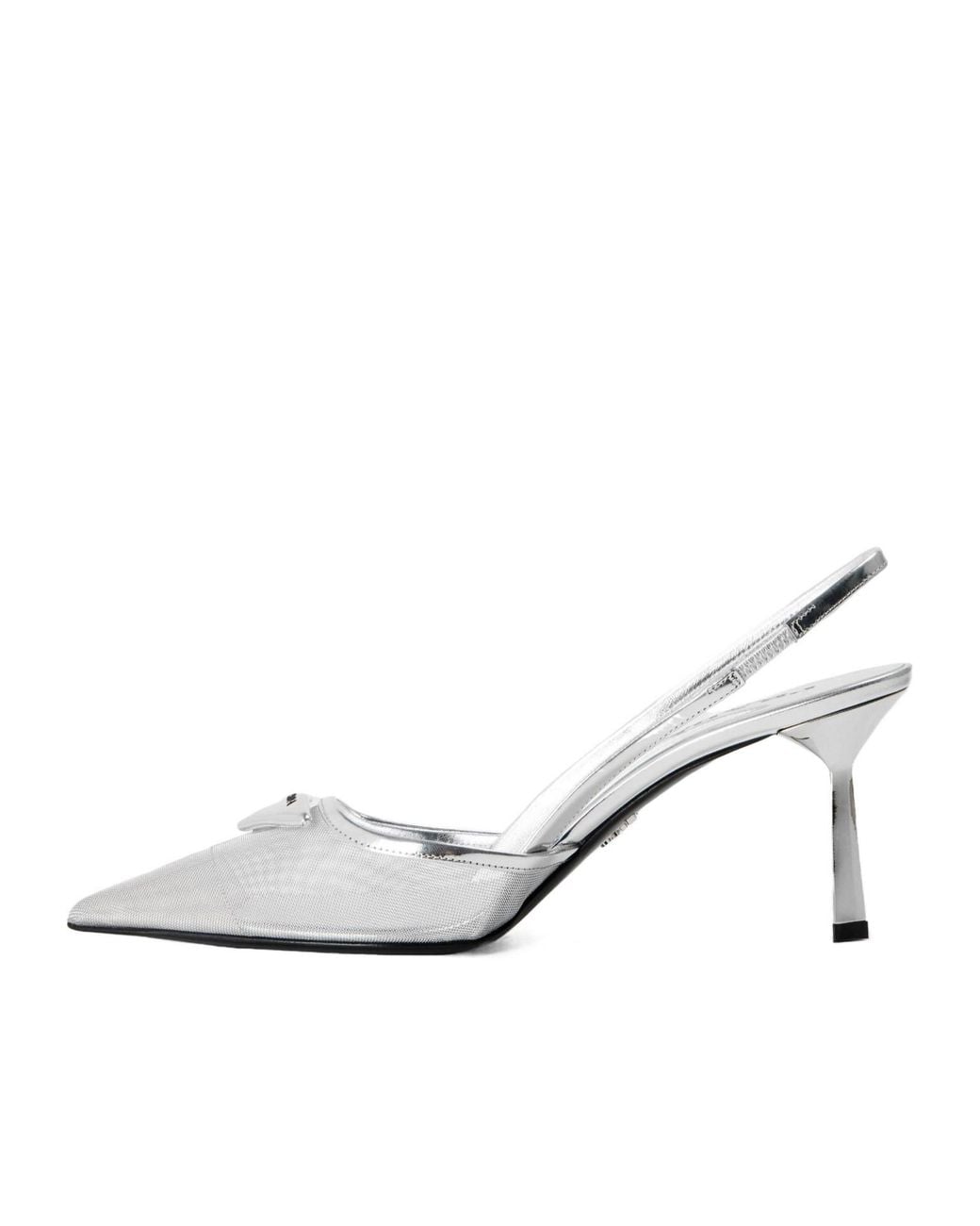 Prada White Mirror Pointed Slingback Pumps