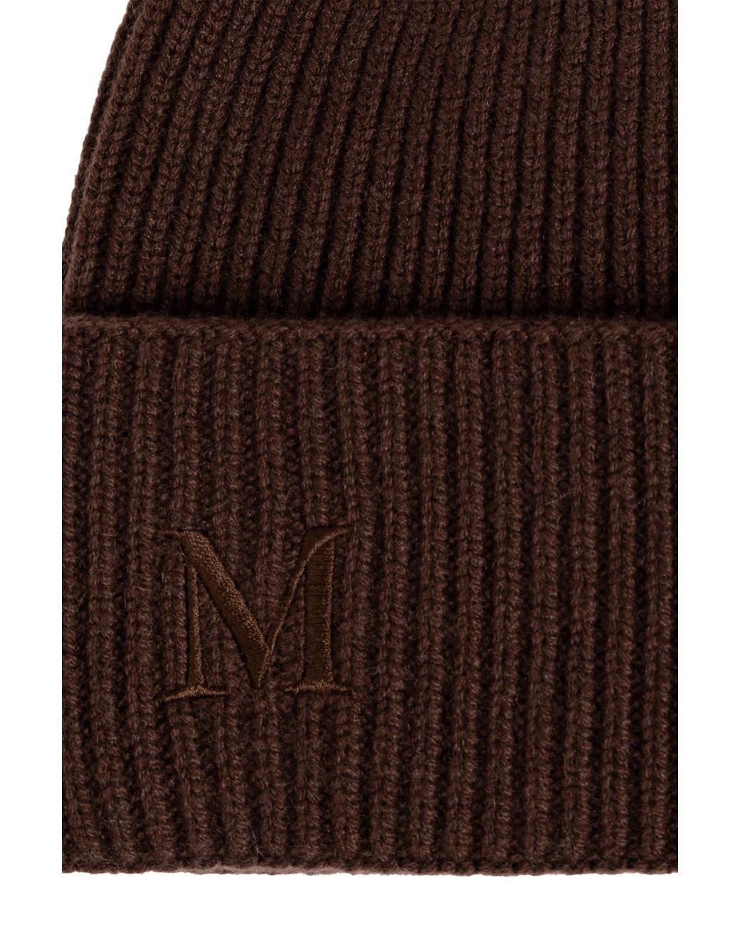 Max Mara Brown Ribbed Cashmere Beanie