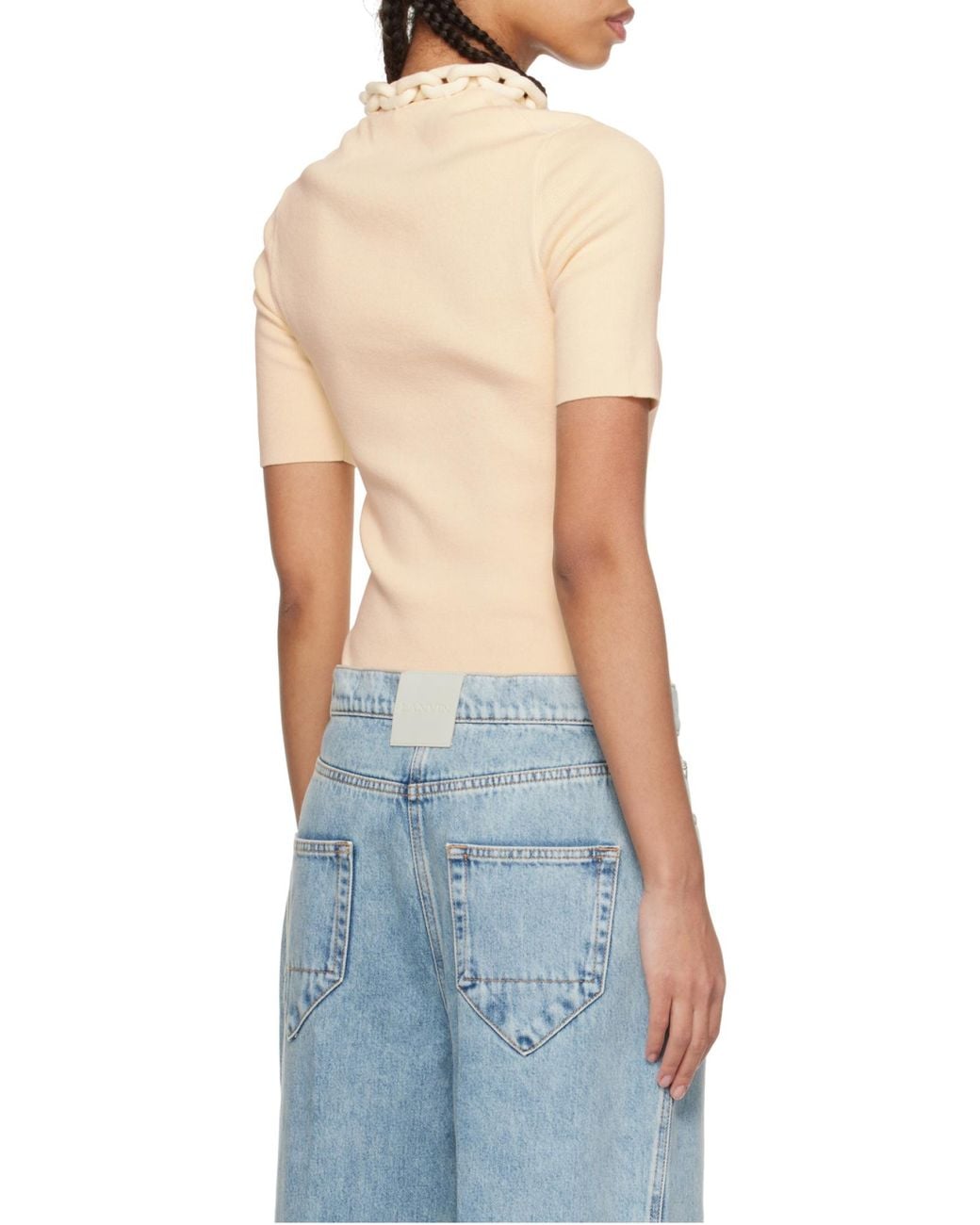 Rabanne Natural Chain Link-Detailed Crewneck Top